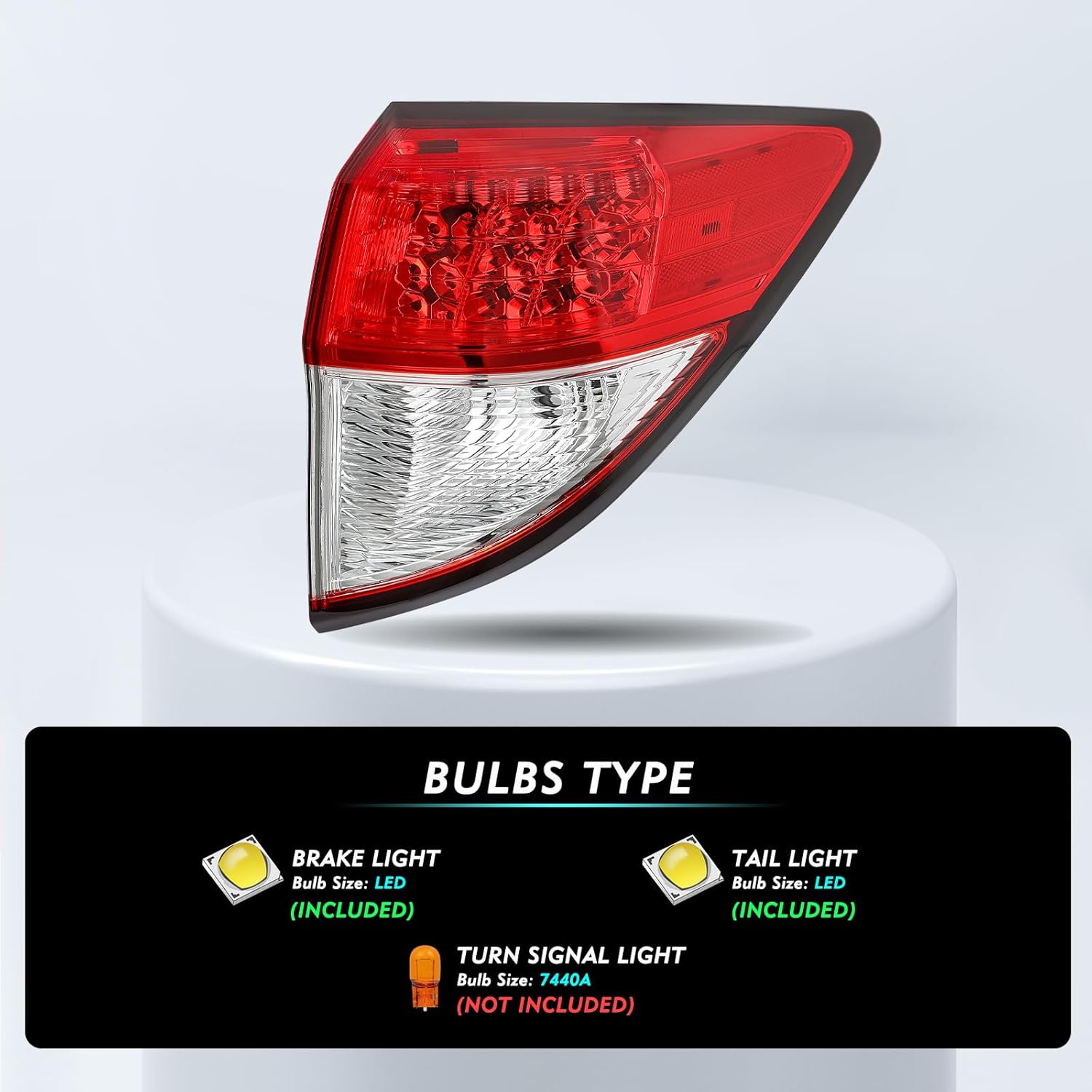 TUSDAR LED Tail Light Assembly Compatible with 2016-2022 Honda HRV Taillights Rear Outer Taillamp Brake Light Right Passenger Side(Red&Clear)