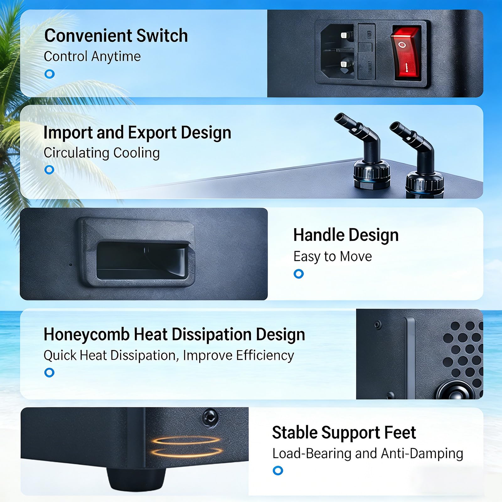 Funzionamento Silenzioso, Chiller per Acquario 160L 1/10 HP 270W, Refrigeratore per Vasca per Pesci con Controllo Digitale per Reef e Coralli