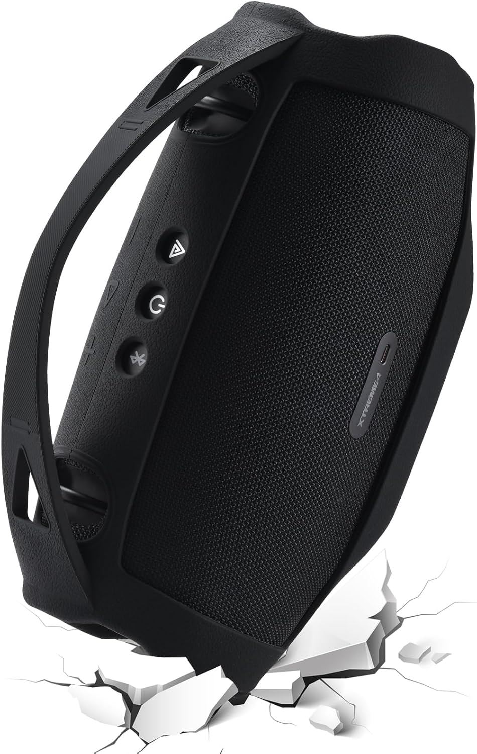 Shockproof Silicone Case for JBL Xtreme 4 Speaker – Anti-Slip Protective Cover, Durable Soft Skin, Full Access to Ports & Buttons, Travel Handle (Black) - Image 2