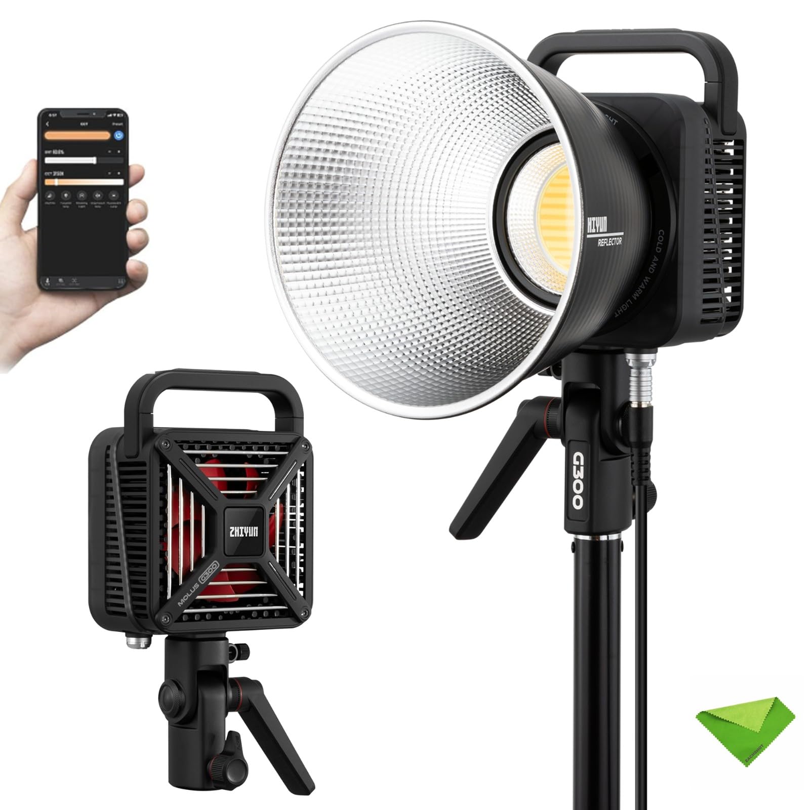 Amazon | ZHIYUN Molus G300 300W COB LED ビデオライト 2 色 2700  
