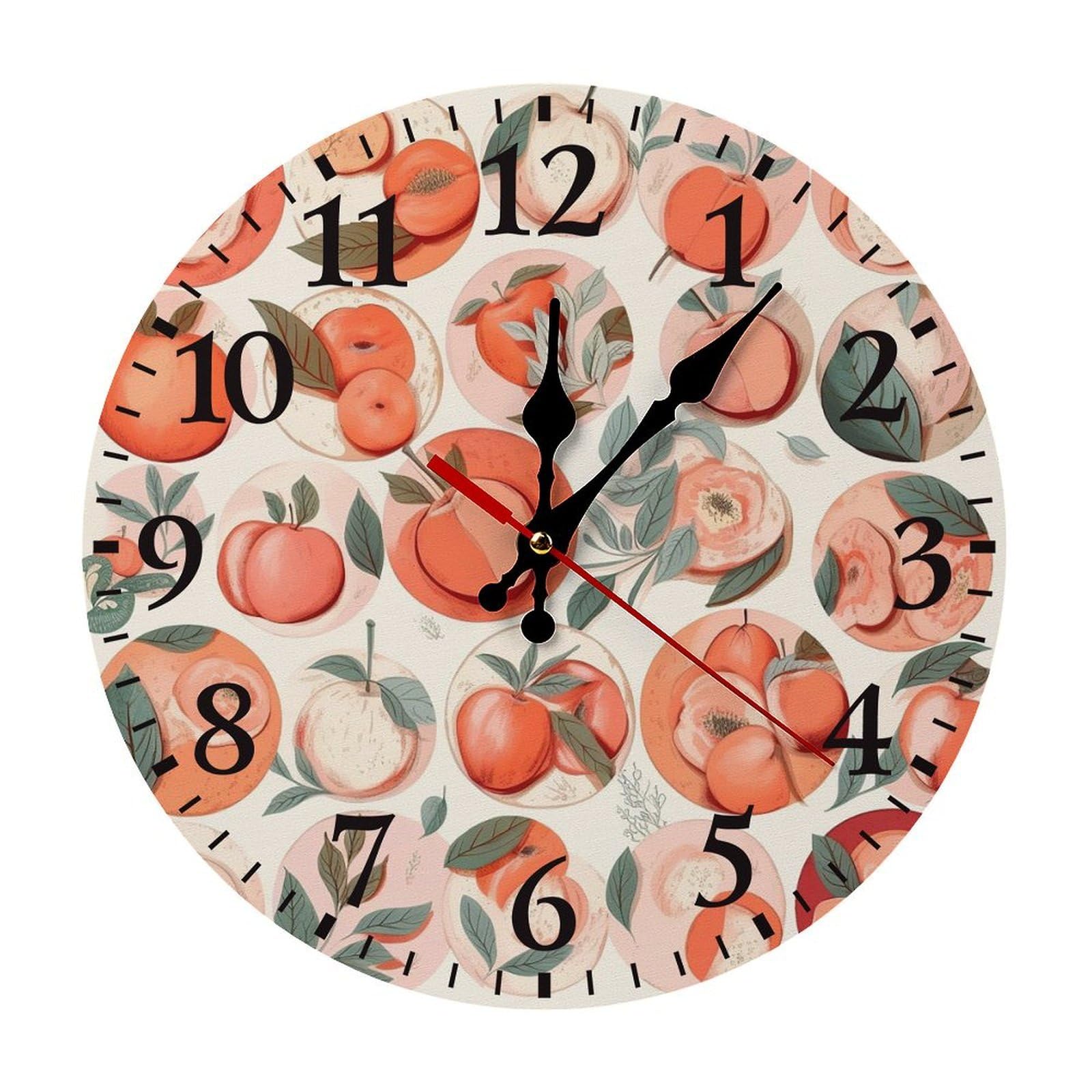 NTVOWPZO 10 Inch Wall Clock Round Peach Battery Operated Wall Clocks Silent Non-Ticking Round Wall Clock for Living Room Kitchen Home Office Wall Decorative Clock
