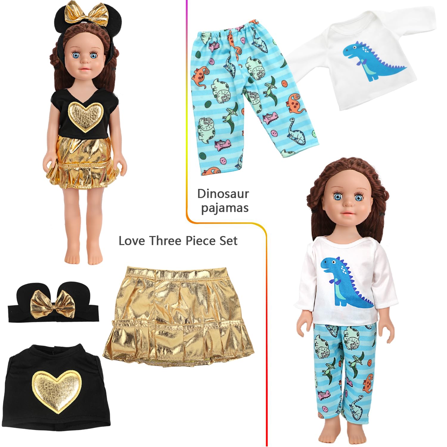 10 ensembles de vêtements de poupée américaine de 45,7 cm, y compris 10 vêtements de poupée, tenues habillées pour poupées américaines, cadeaux d'anniversaire pour enfants