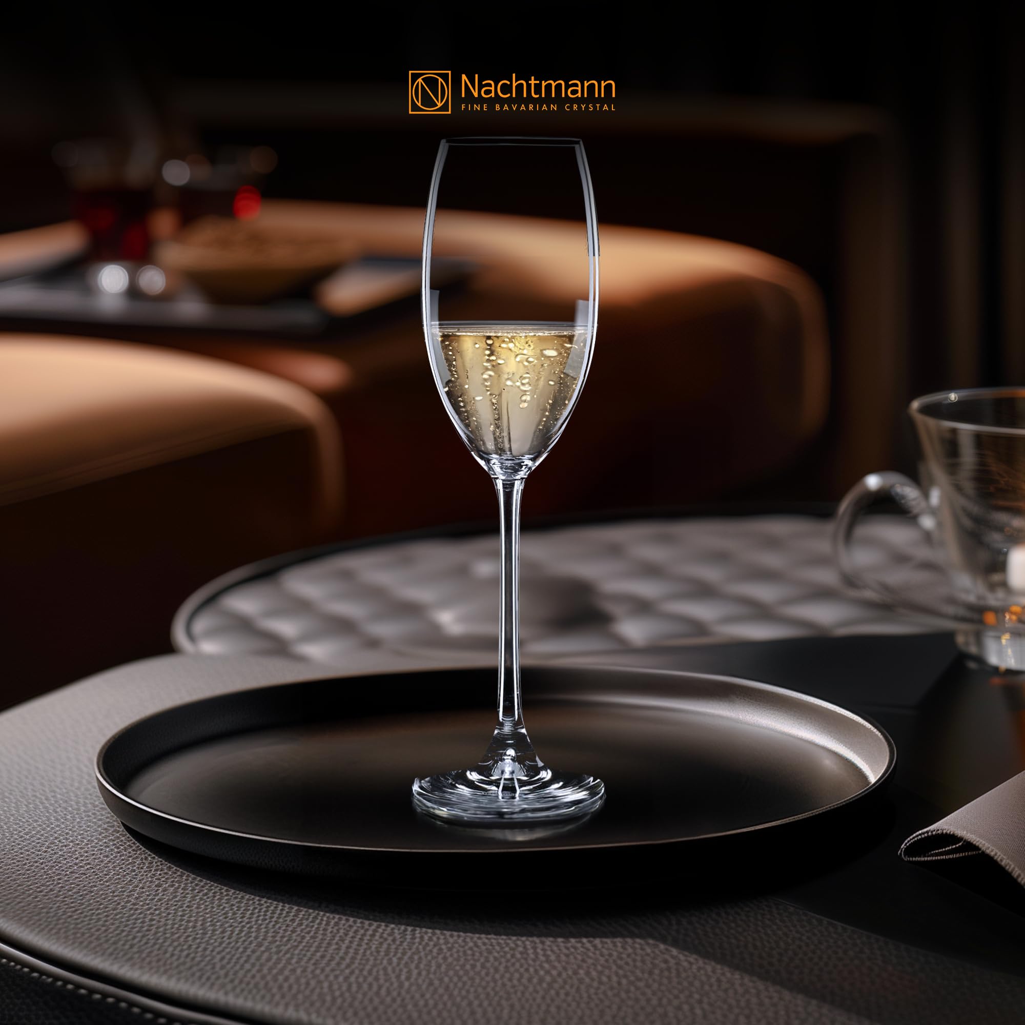Nachtmann Vivendi Crystal Champagne Flute Glass Set, 272ml/7cm, Set of 4, Clear 4