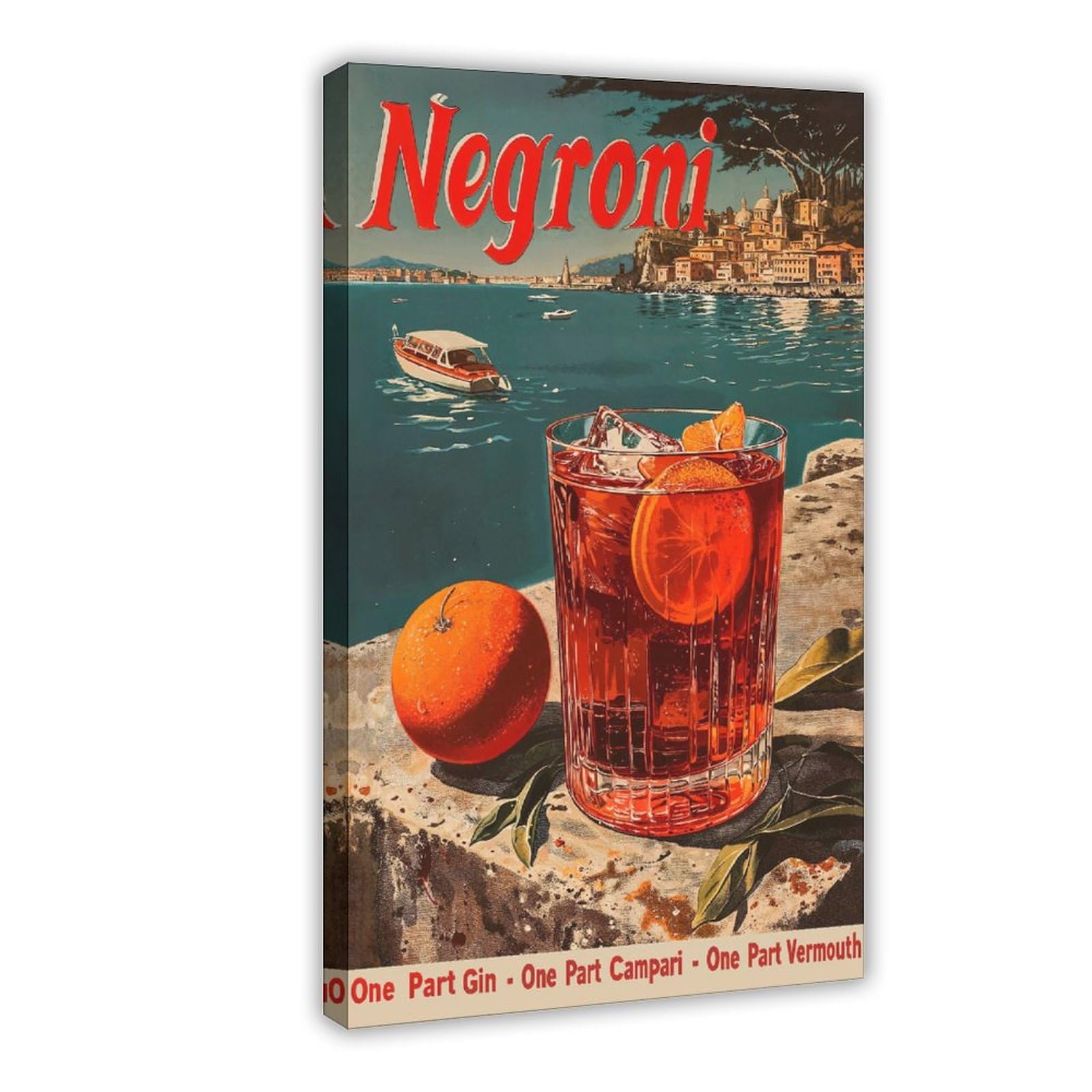 SFQQE Classic Negroni Cocktail Poster Canvas Poster Bedroom Decor Landscape Office Room Decor Gift 16x24inch(40x60cm)
