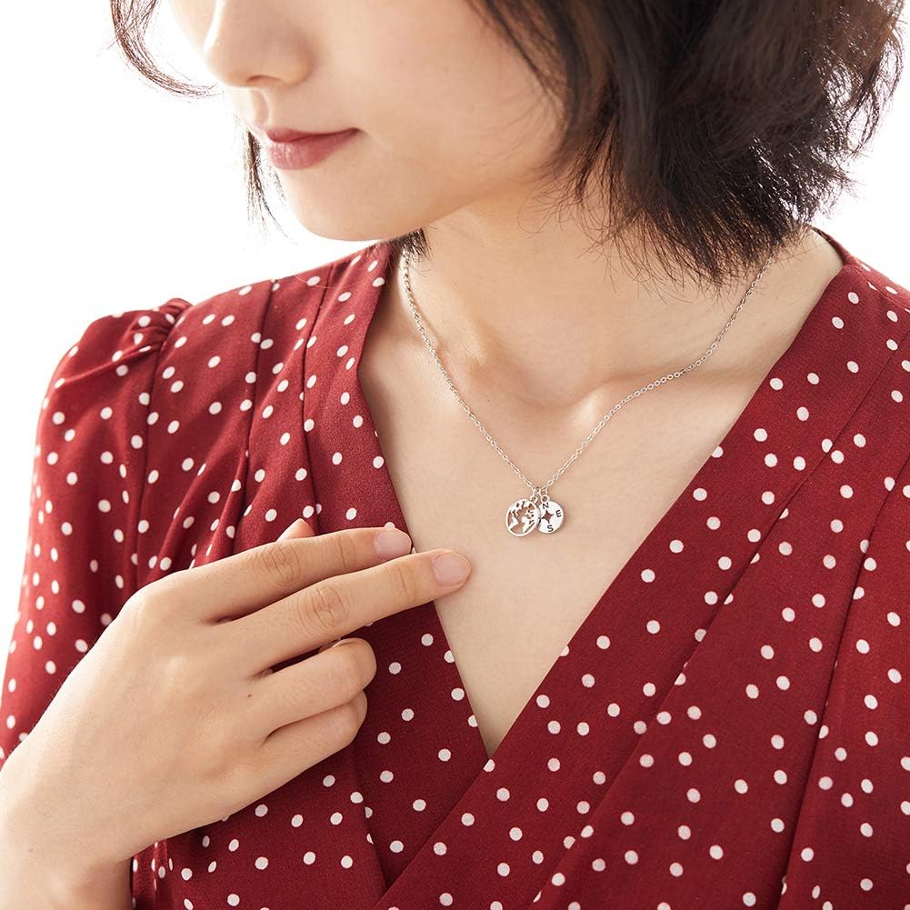 Zealmer Dainty 18K Gold Plated Compass World Map Pendant Necklace Graduation Gift for Friends - Image 2