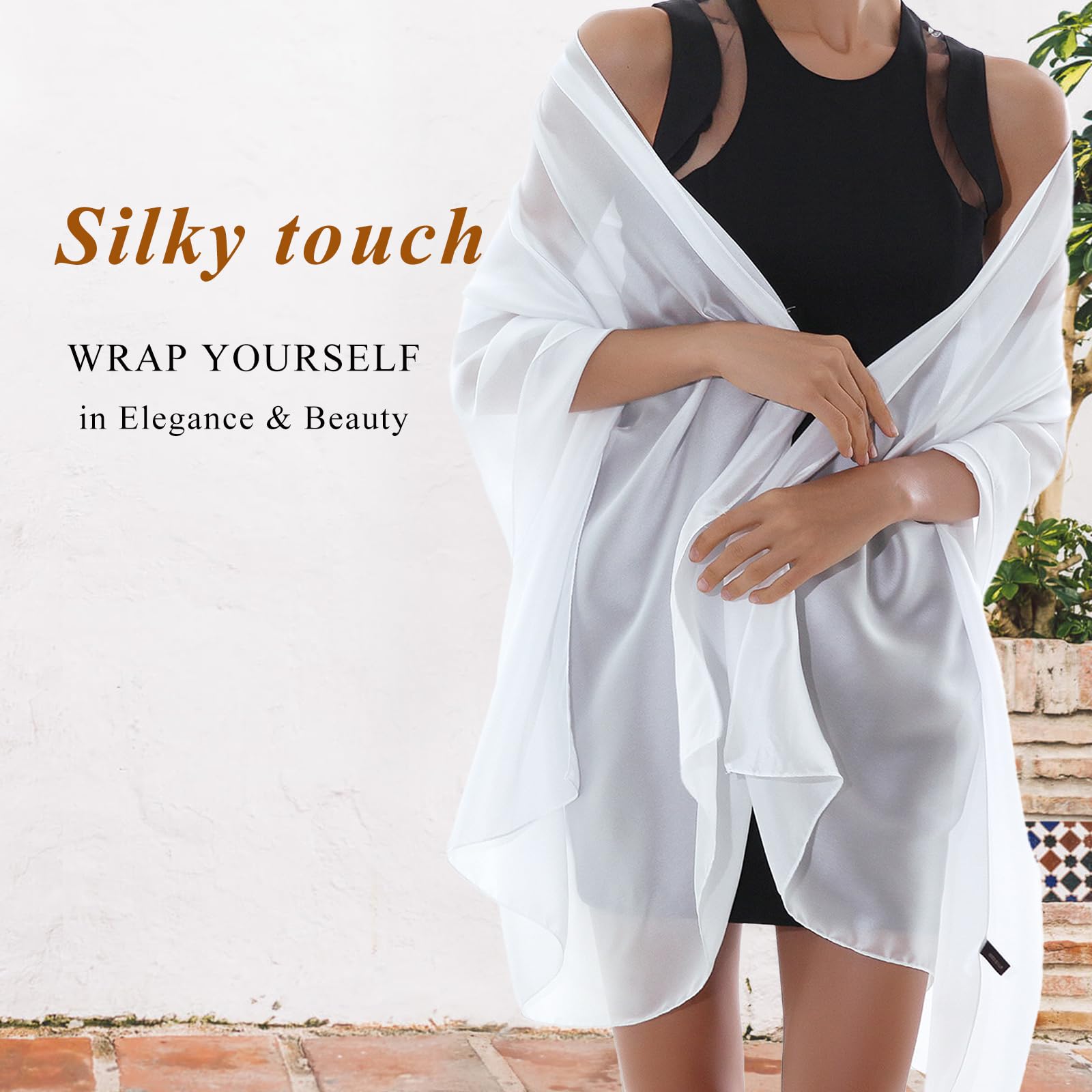 RIIQIICHY Foulard Sciarpa Seta Donna Pashmina Stola Scialle Cerimonia Abito da Sera Elegante Sposa