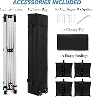 Vista 6 de WEIZE Tienda de campaña desplegable de 10 x 10 pies, configuración a presión de 1 botón, refugio portátil instantáneo, altura ajustable, bolsa