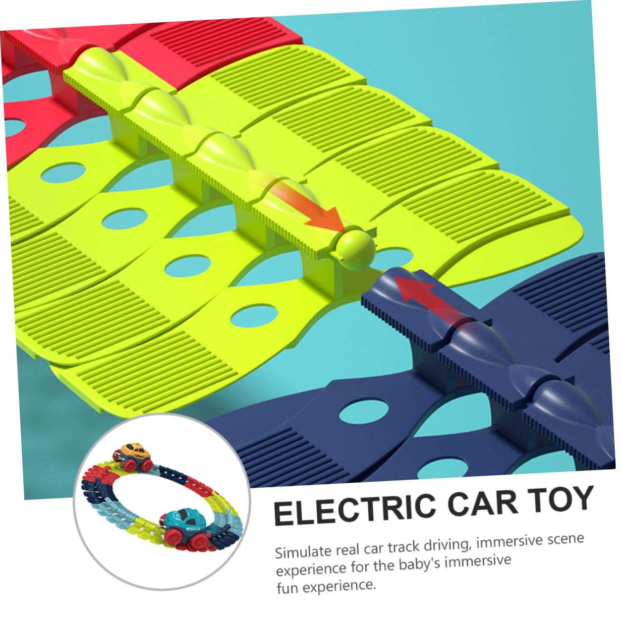 KESYOO Giocattolo da Pista Elettrico Led, Set 46 Pezzi di Piccole Macchinine Giocattolo in Plastica Sicura, Stimola Logica e Abilità Manuali, per Giochi Interattivi Genitore-figlio