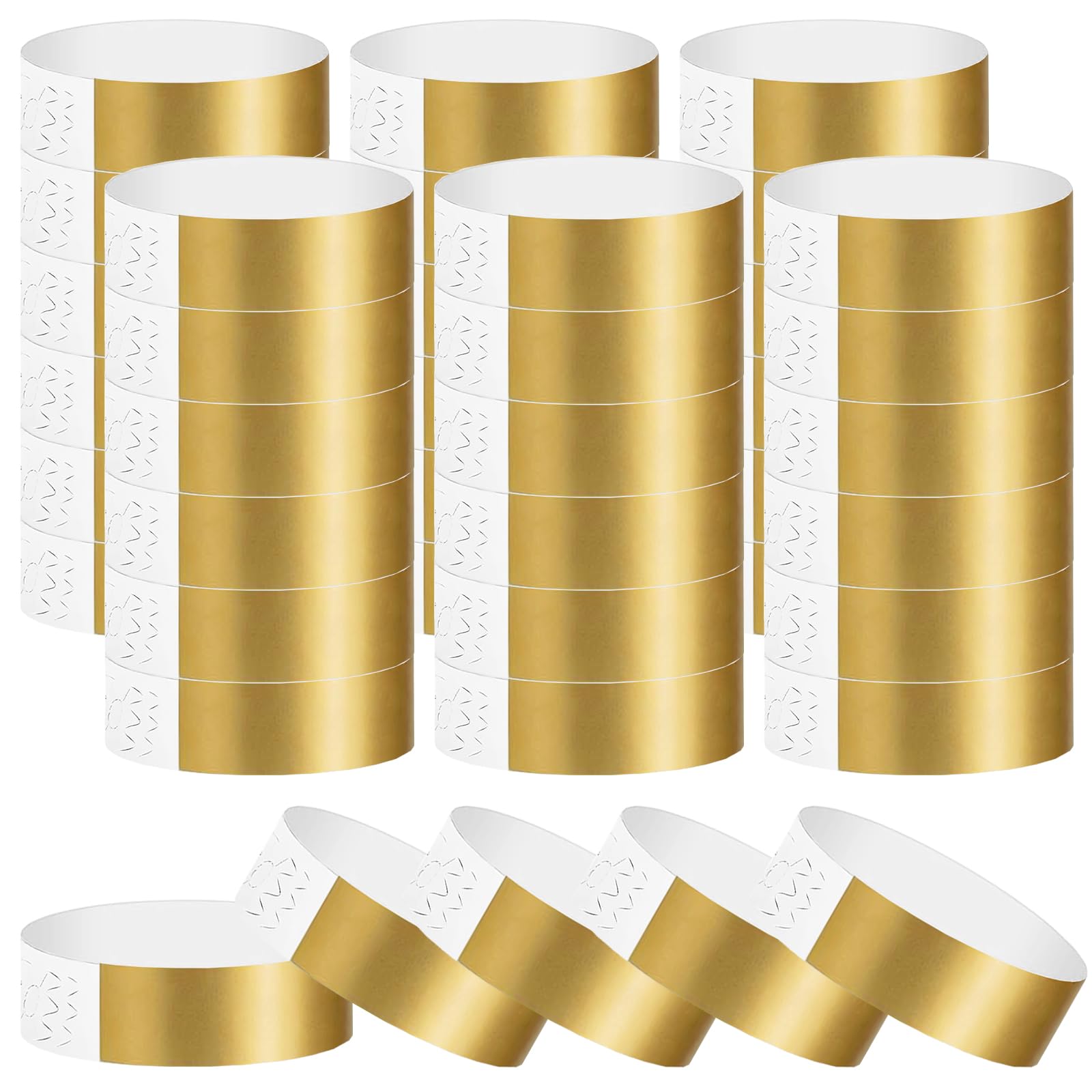 Wosyoodo 200 Pcs Event Wristbands, Waterproof Paper Wrist Bands, Coloured Admission Bracelets for Parties, Concerts, Festivals & Clubs(Gold) — image 1