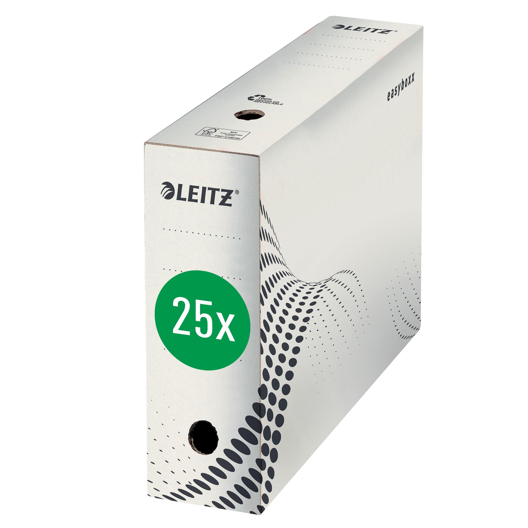 Esselte Leitz - Scatola per archivio easyboxx, 100 mm, in cartone ondulato, colore: Bianco