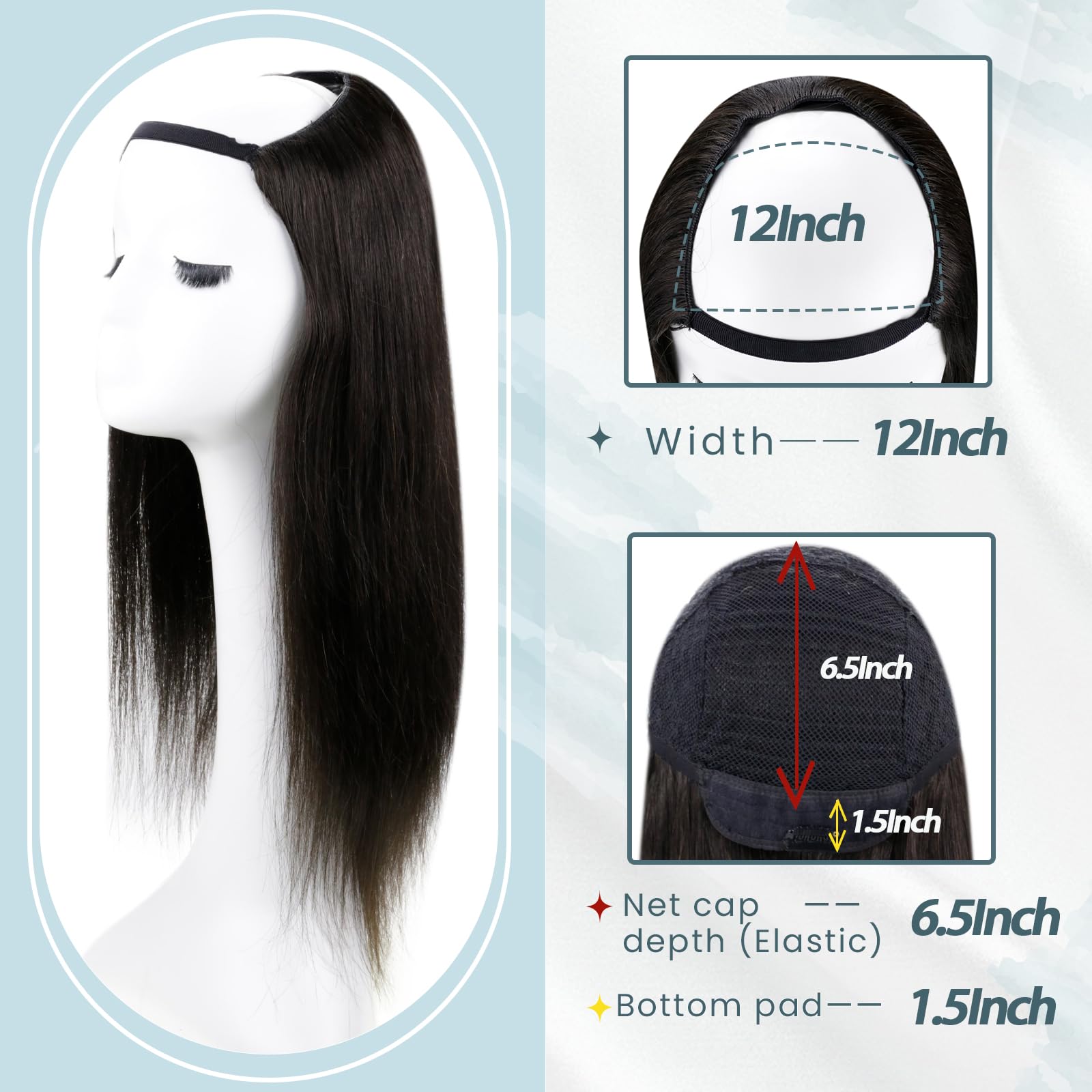 U Part Human Hair Wig Glueless Remy 150% Density Straight 16 Inch Amazon.com : RUNATURE U Part Human Hair Wig Glueless 12 Inch  main image 2