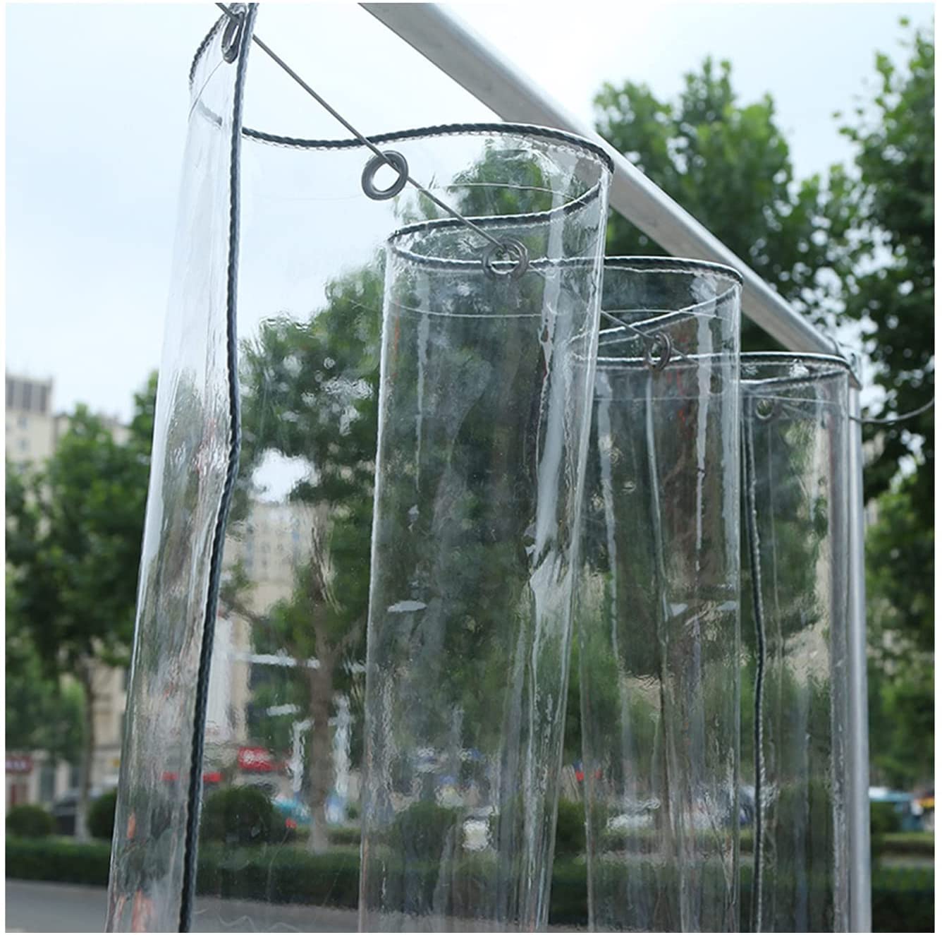 Transparent Curtains Outdoor and Balcony Waterproof Heavy Duty 5 x 8 ft, Clear, 500 GSM Curtains Heat Preservation, Long Service Life, for Roof, Camping, Patio, Pool,