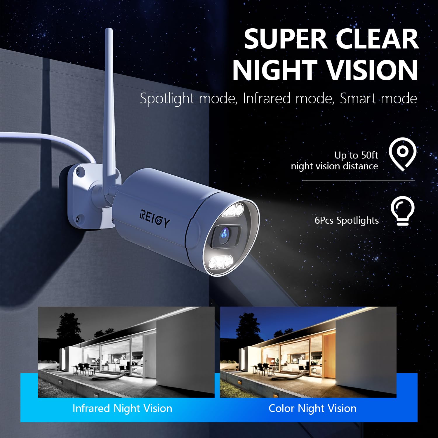 REIGY 8MP Kit Camara de Vigilancia WiFi Exterior con 2TB HDD, 4K Sistema de Seguridad 4X 2160P CAM y 16CH NVR, Visión Nocturna Audio Bidireccional Detección Movimiento IP66 Impermeable