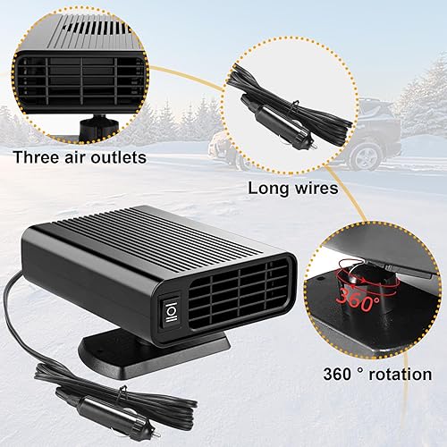 Miniatura 7 de Calentador de coche de 12 V, desempañador de descongelación de calentamiento rápido de 150 W que se conecta al encendedor de cigarrillos, calentador