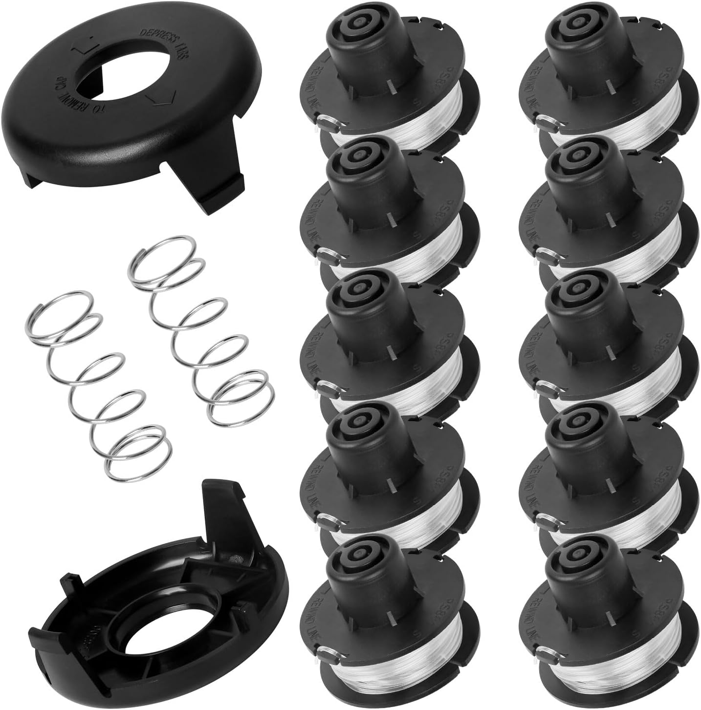 88175 String Trimmer Line Compatible with Toro 51256 51301 51302 51303 51304 51305 51307 51308 51309 51324 51326 51331 Replacement Spool for 10" to 15" Trimmers (10 Spool+2 Cap+2 Spring)