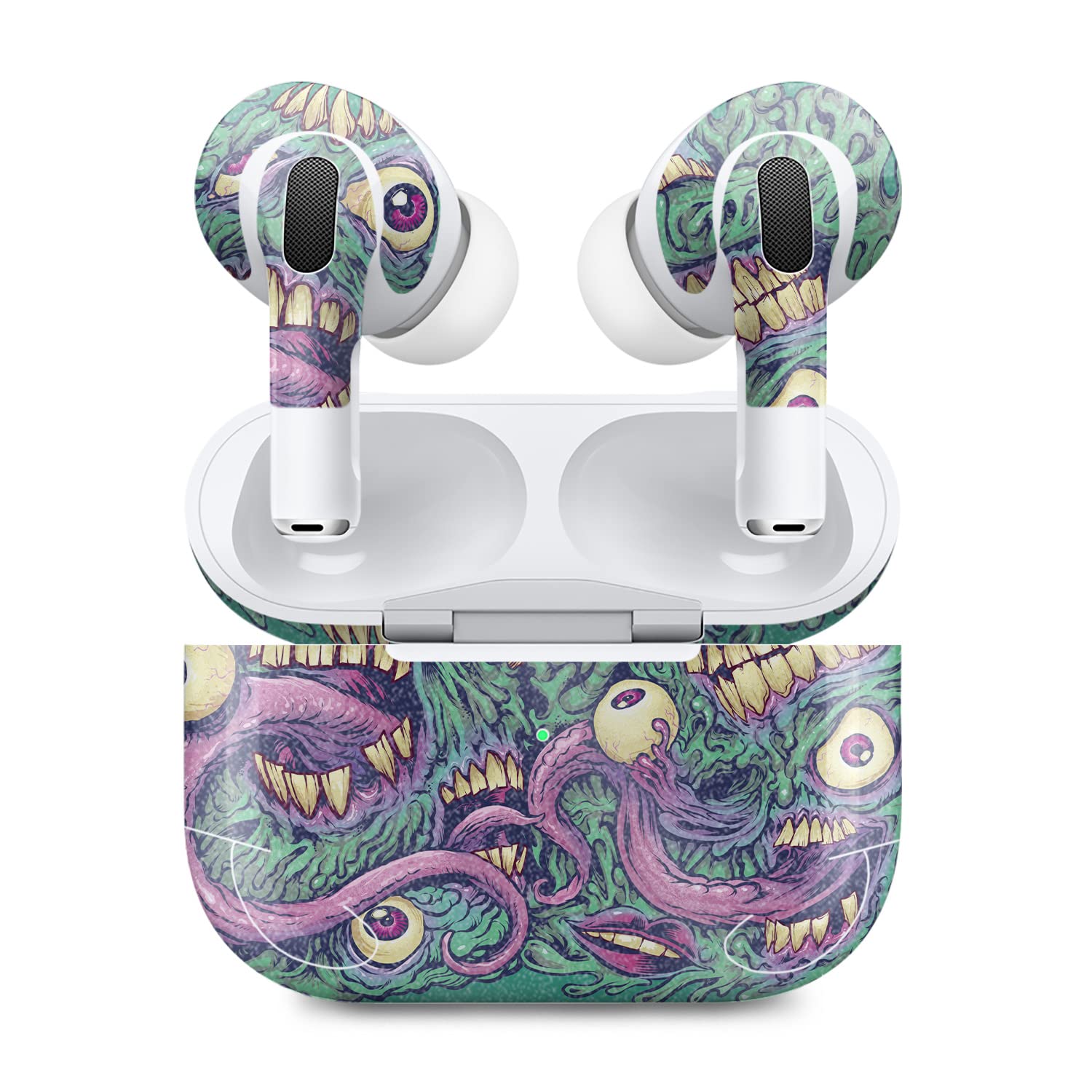 MightySkins Glossy Glitter (2 Pack) Skins Compatible with Apple AirPods Pro 2 - Eyes and Teeth | Protective, Durable High-Gloss Glitter Finish | Easy to Apply and Change Styles | Made in The USA