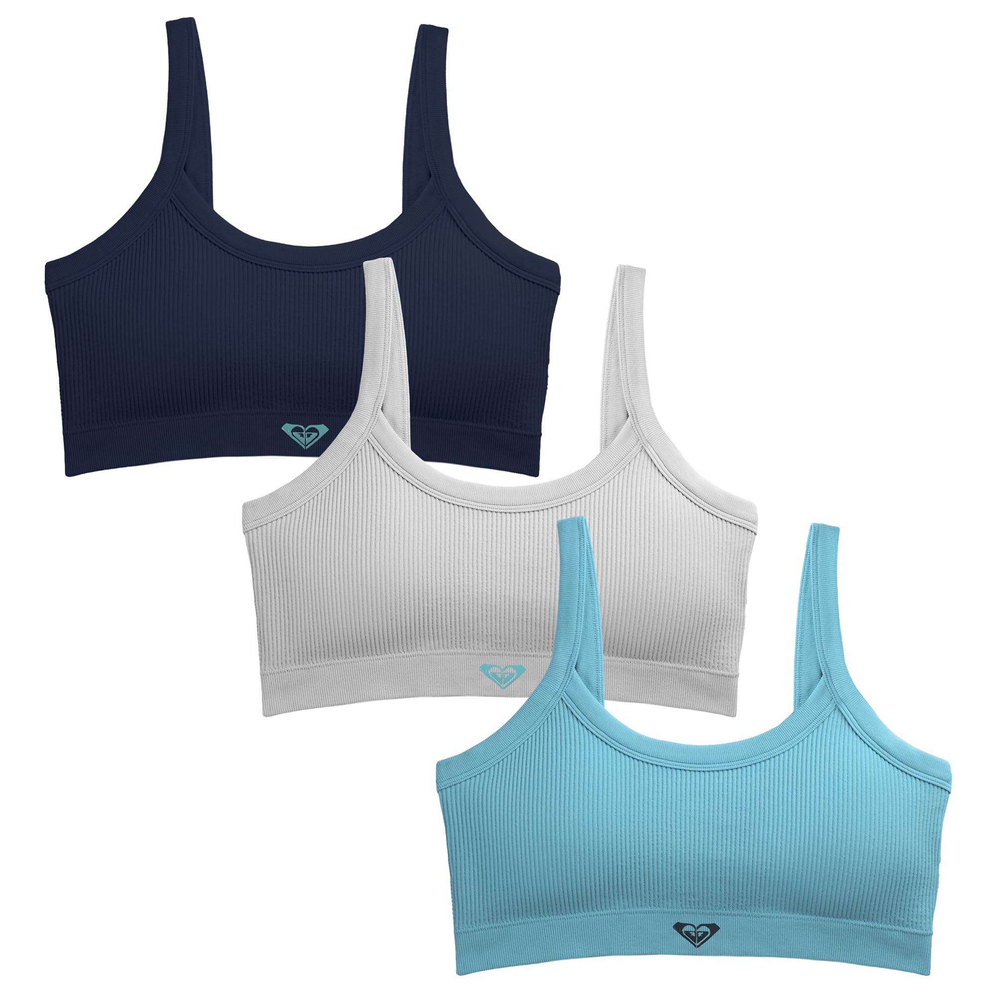 Roxy Womens Seamless Bras Ribbed Lounge Wirefree Bralette Set 3-Pack
