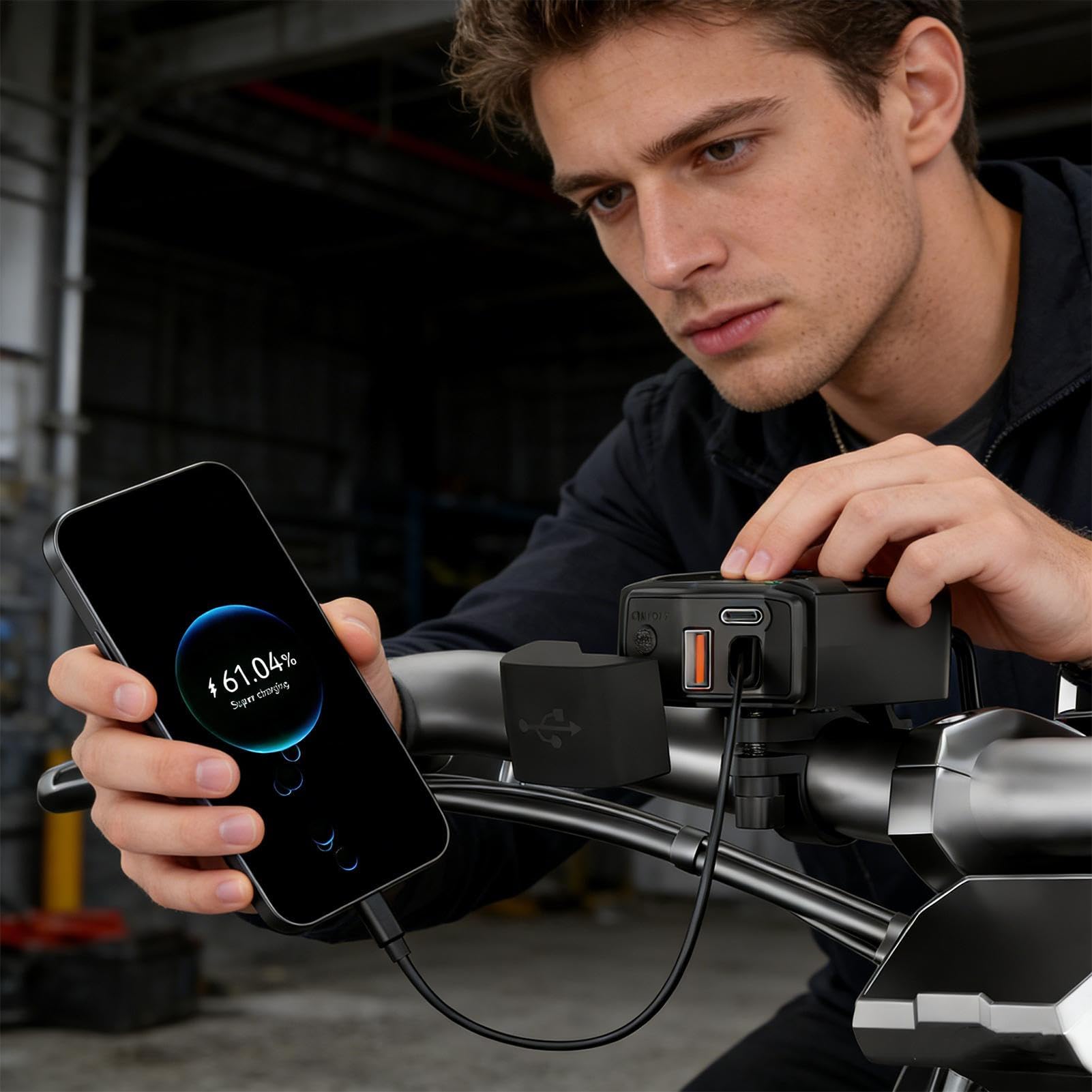 Ładowarka USB Do Motocykla Wodoodporna Wodoodporny Adapter Type-C Do