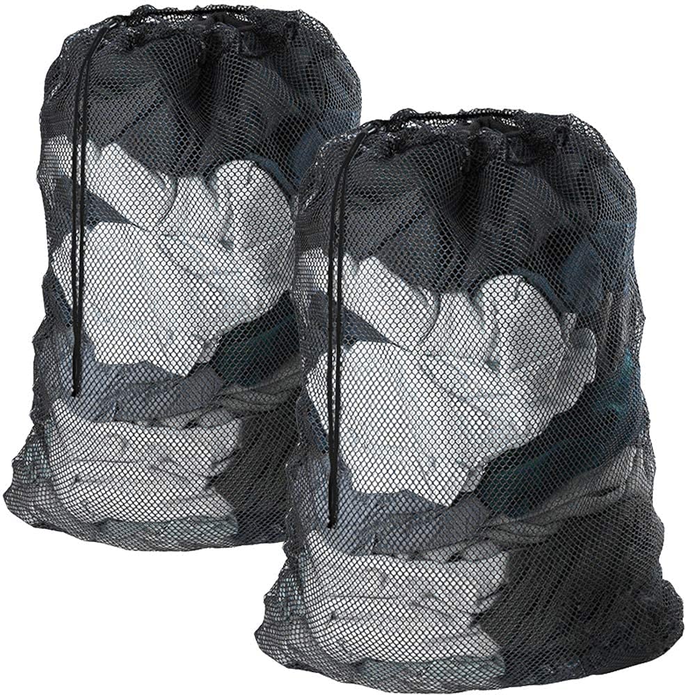 Bolsa De Lavandería Jumbo Extra Grande - Nylon Resistente, Negro, Cierre De Cordón 30x40 Pulgadas