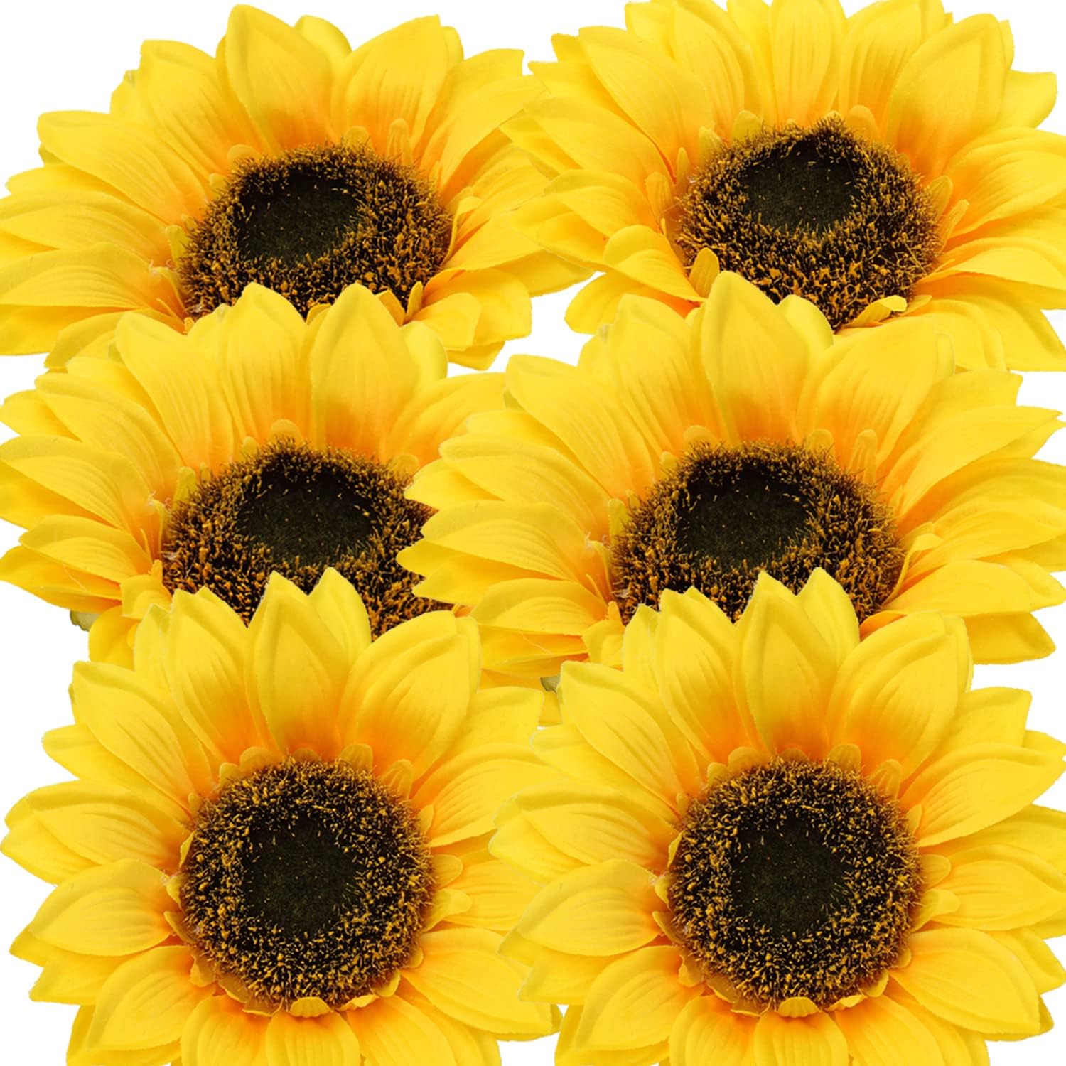 6pcs Girasoles Artificiales Grandes Decoración, Cabeza de Flores Artificiales Tela 17,78cm Girasoles Decoracion Amarillas sin Tallo para Boda Bricolaje Cumpleaños Ropa Bautizo