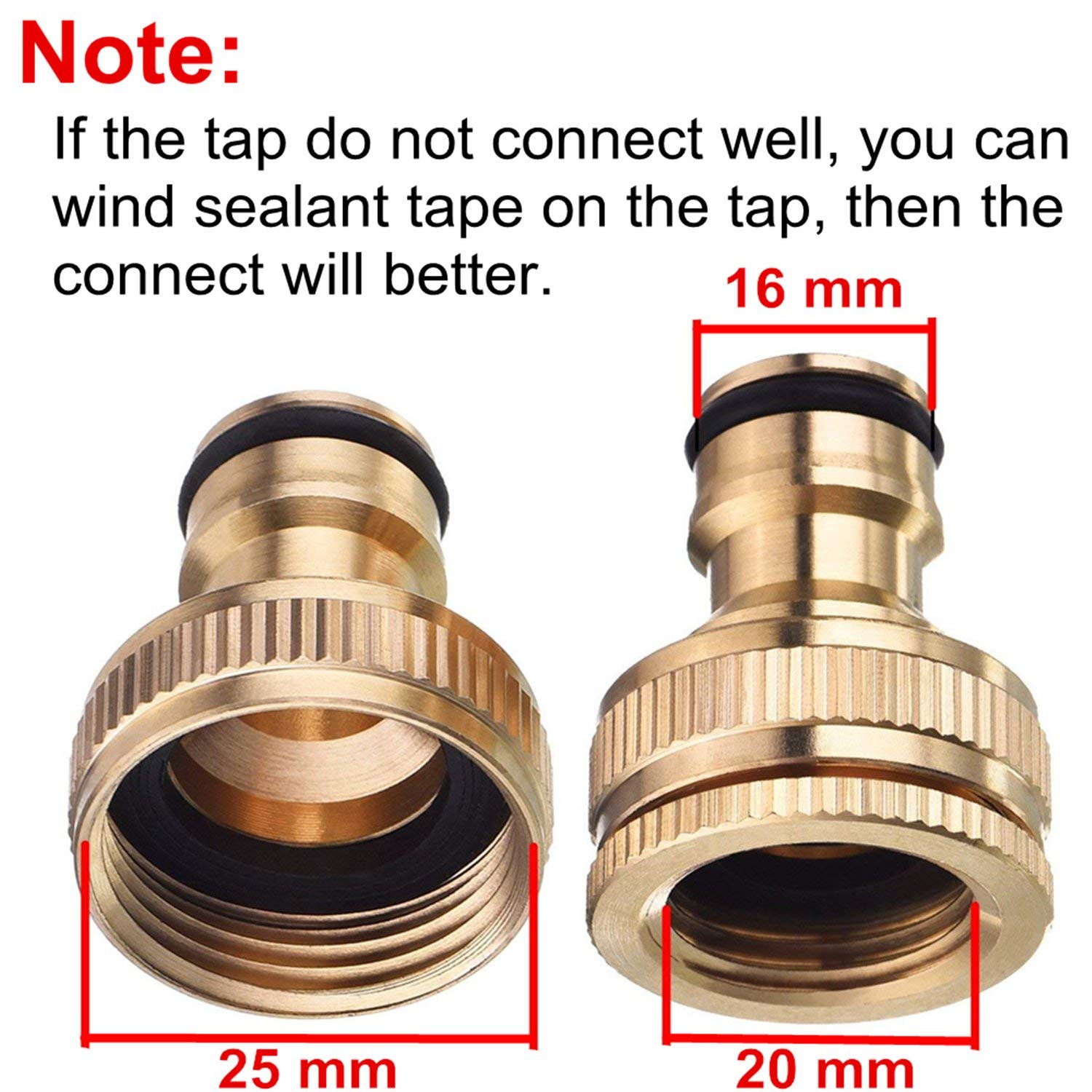 LANGING 2 Connettori Per Rubinetto Da Giardino In Ottone - Filettatura Femmina 2-in-1 - Adattatori Da 1/2" E 3/4" Per Tubi E Lavatrici