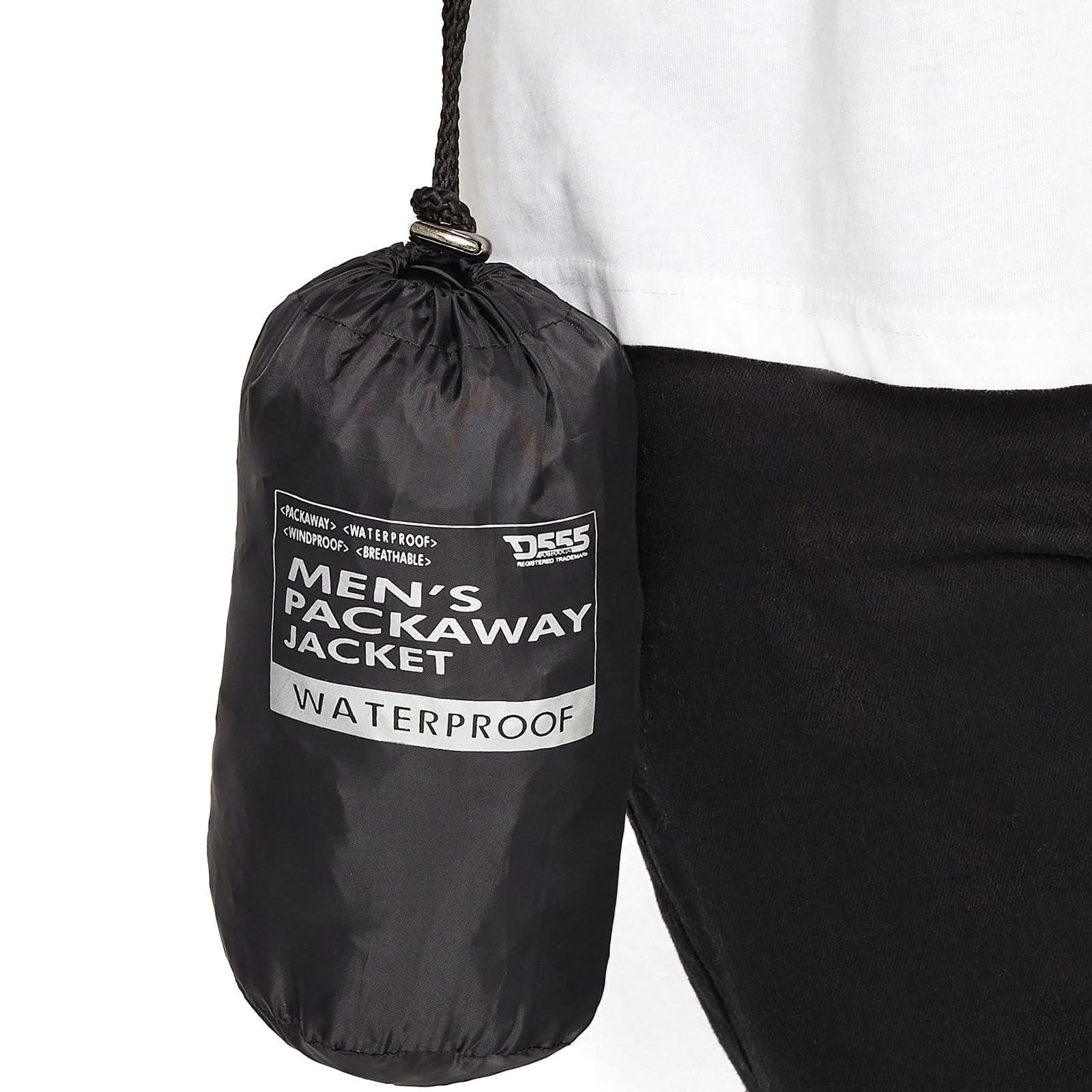 Duke D555 Mens Zac Big Tall Packaway Weather Proof Rain Jacket - Black, Black, 7X-Large