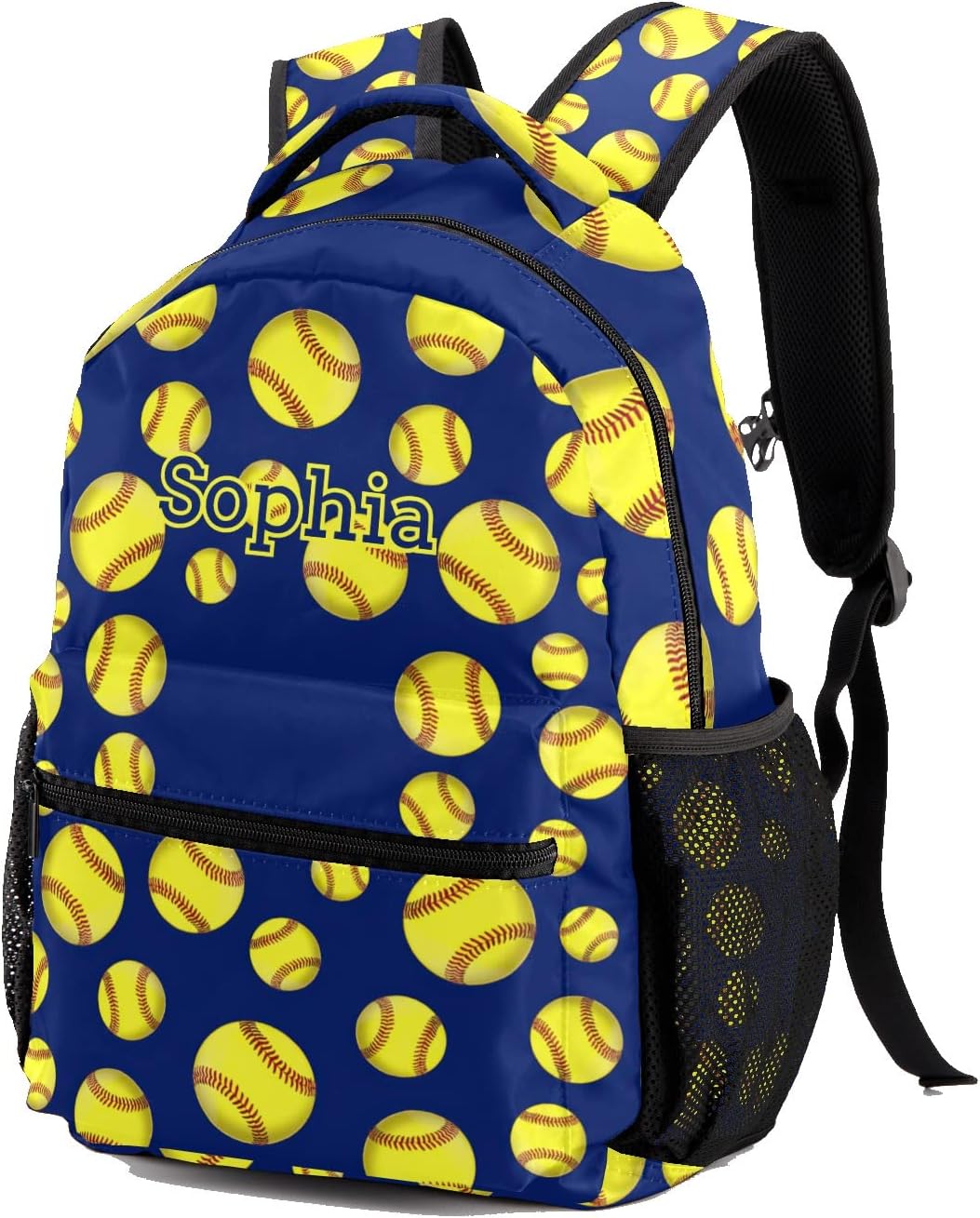 Personalized Custom Softball Navy Blue Backpack Lightweight Travel Hiking Causual Bag With Name