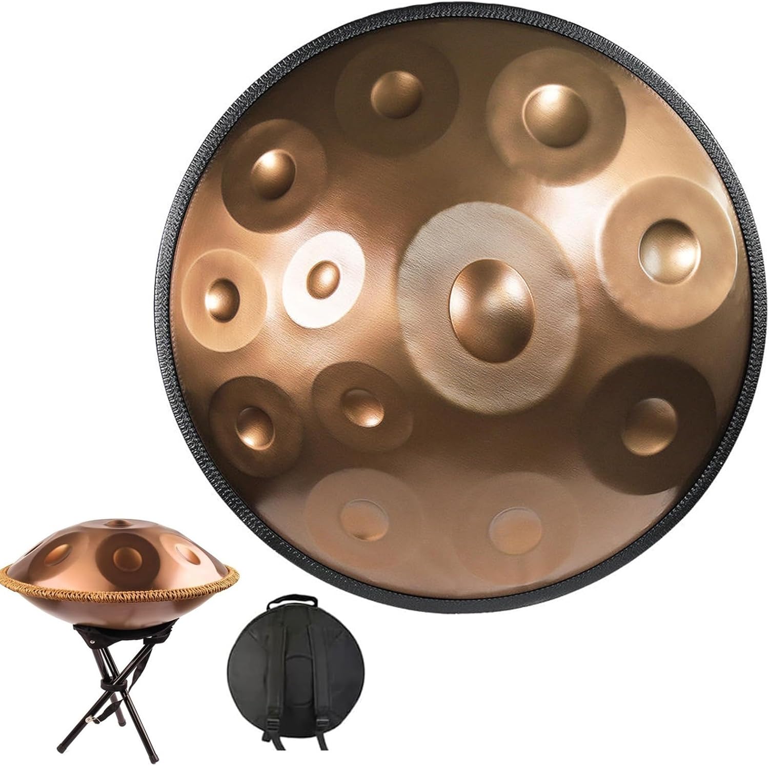 Hand pan drum 440hz/432hz Durable Adults Handpan Drum Instrument In D Minor Prremium Steel Hand Pan Drum 12/10 Notes D3 A Bb C D E F G A Brass Surface For Gift Meditation ( Color : Gold-432Hz , Size :