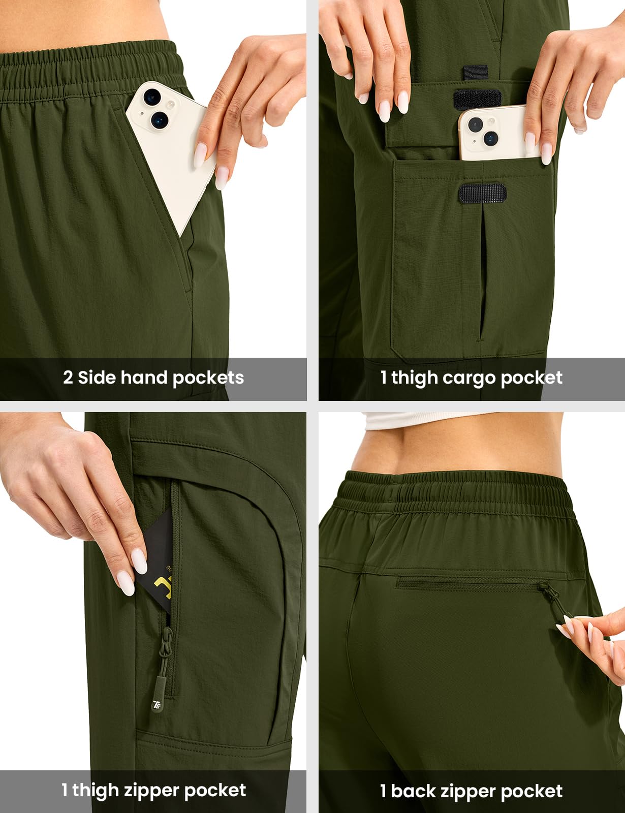 Gopune Pantalones cargo de senderismo para mujer, ligeros, de secado rápido, resistentes al agua, para camping, trabajo, viajes