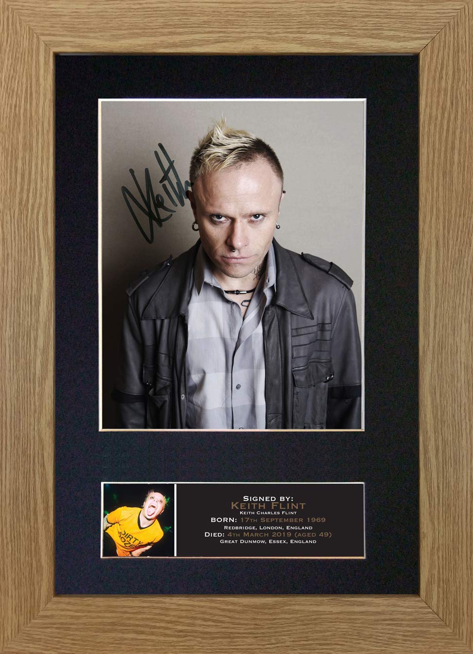 U've Been Framed Black,Gold #779 Keith Flint Signed Autograph Mounted Photo Reproduction Print A4 Rare Perfect Birthday (297 X 210Mm) (Oak Veneer Frame)