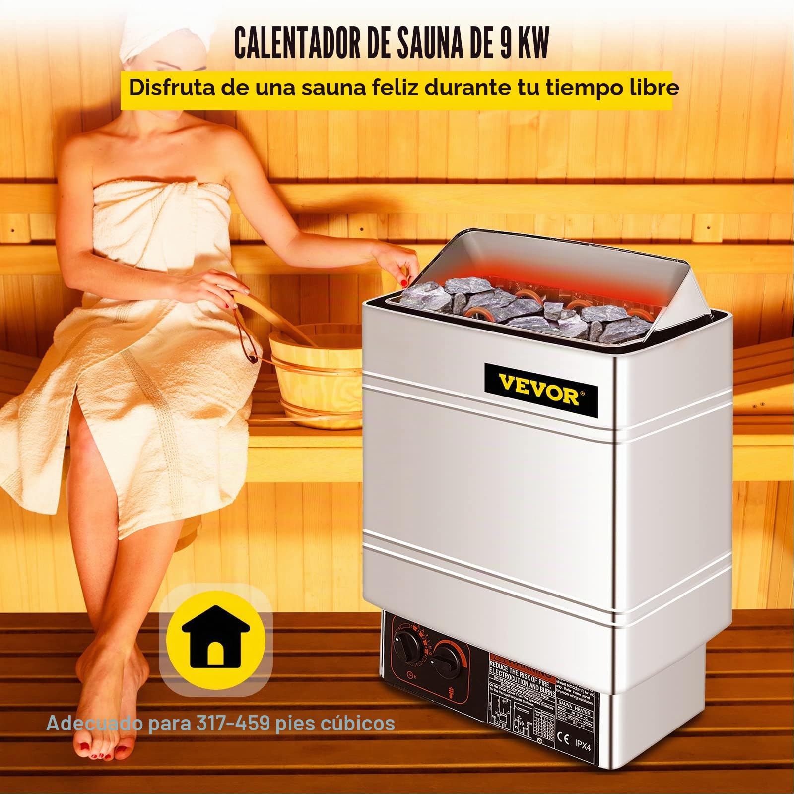 Estufa eléctrica para sauna 9kw con control termostático integrado 380-415V Sauna Heater
