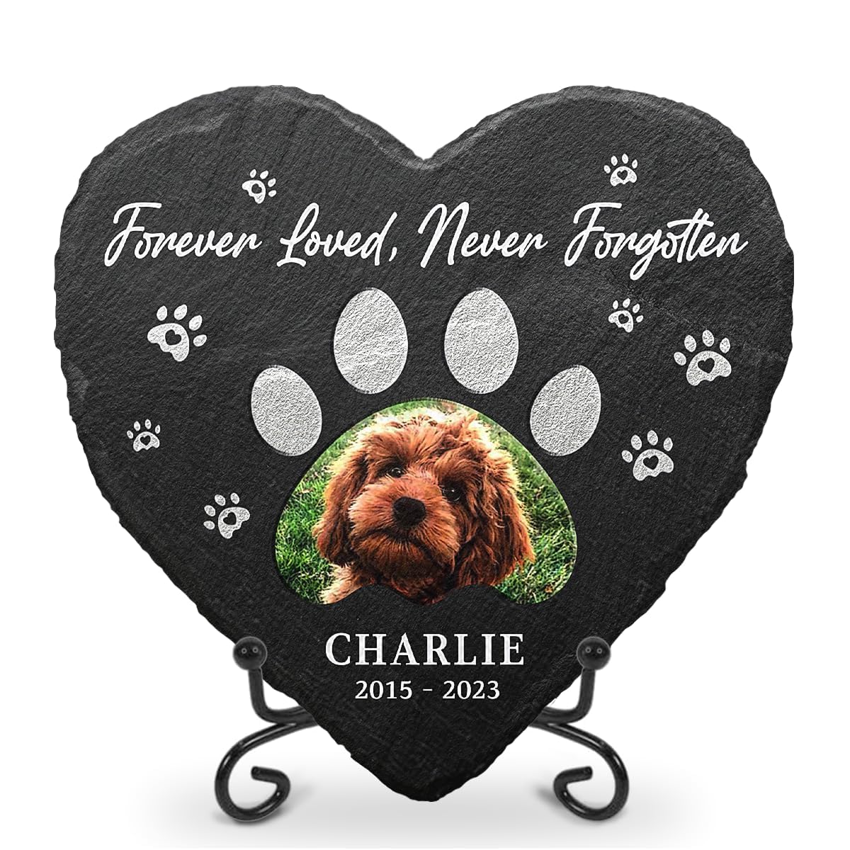 Glad Gua Forever Loved Never Forgotten Personalized Dog Memorial Stone, Dog Memorial Gifts for Loss of Dog, Pet Memorial Gifts, Cemetery Decorations for Grave, Pet Loss Gifts, Cat Memorial Gifts