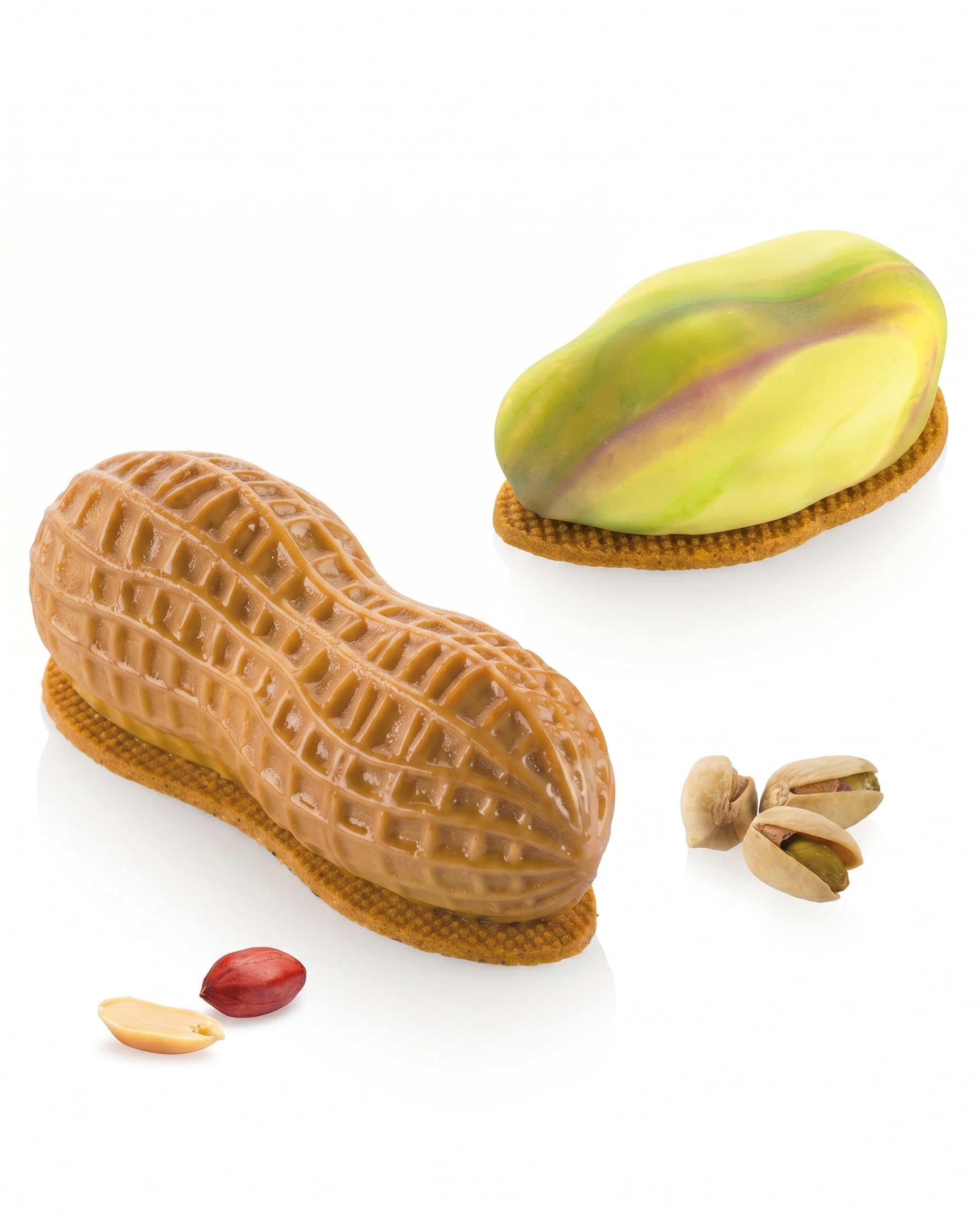 silikomart Kit Moules en Silicone Pistache 30 12 Empreintes 30 ml et Cacahuète 100 6 Empreintes 100 ml Professionnels pour Mousses Entremets Desserts Individuels et Pâtisserie