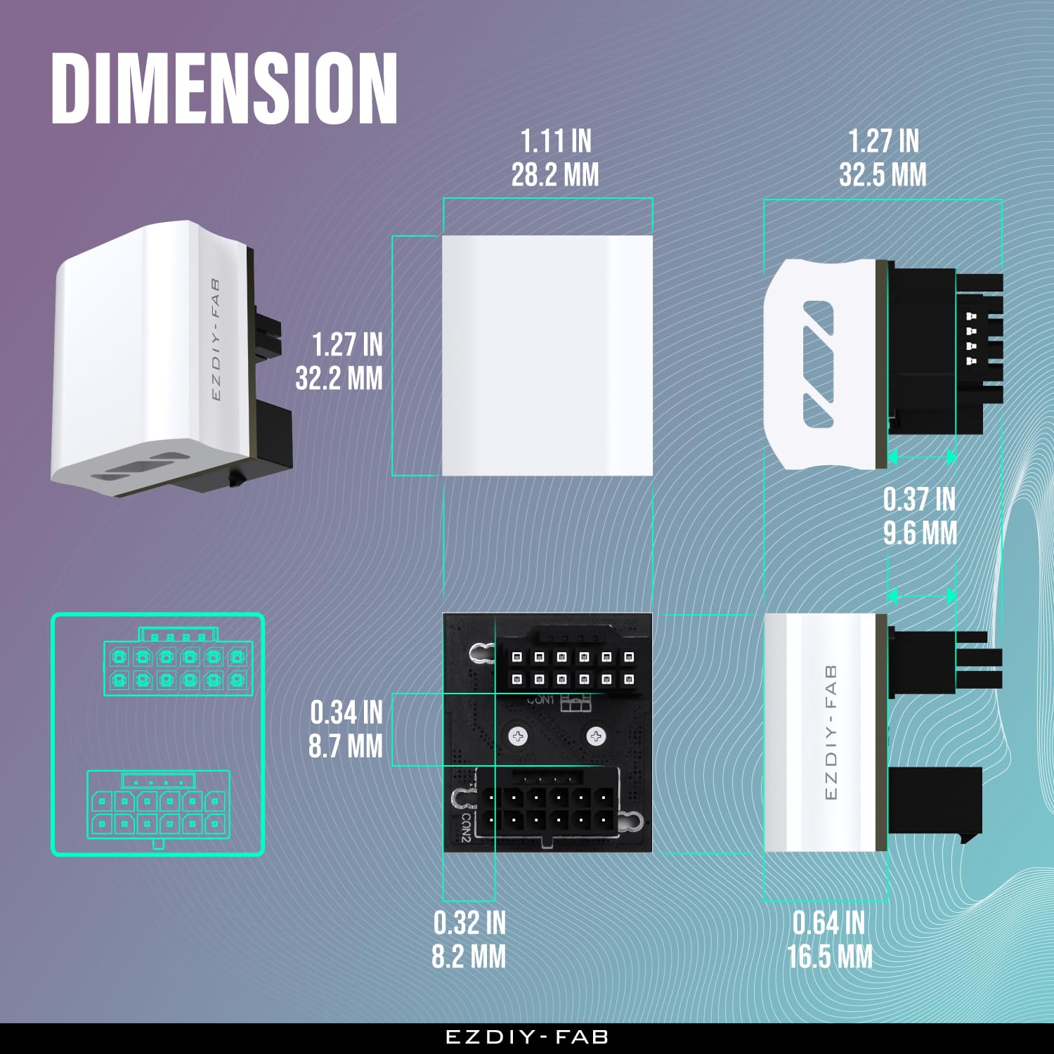 EZDIY-FAB 12VHPWR 12+4 Pin Angle Connector Power Adapter for RTX40' Series Graphics Card, Supports 600W Output, Comptatible to RTX4090,4080,4070ti -180 Degrees STD Type- White-1 Pack