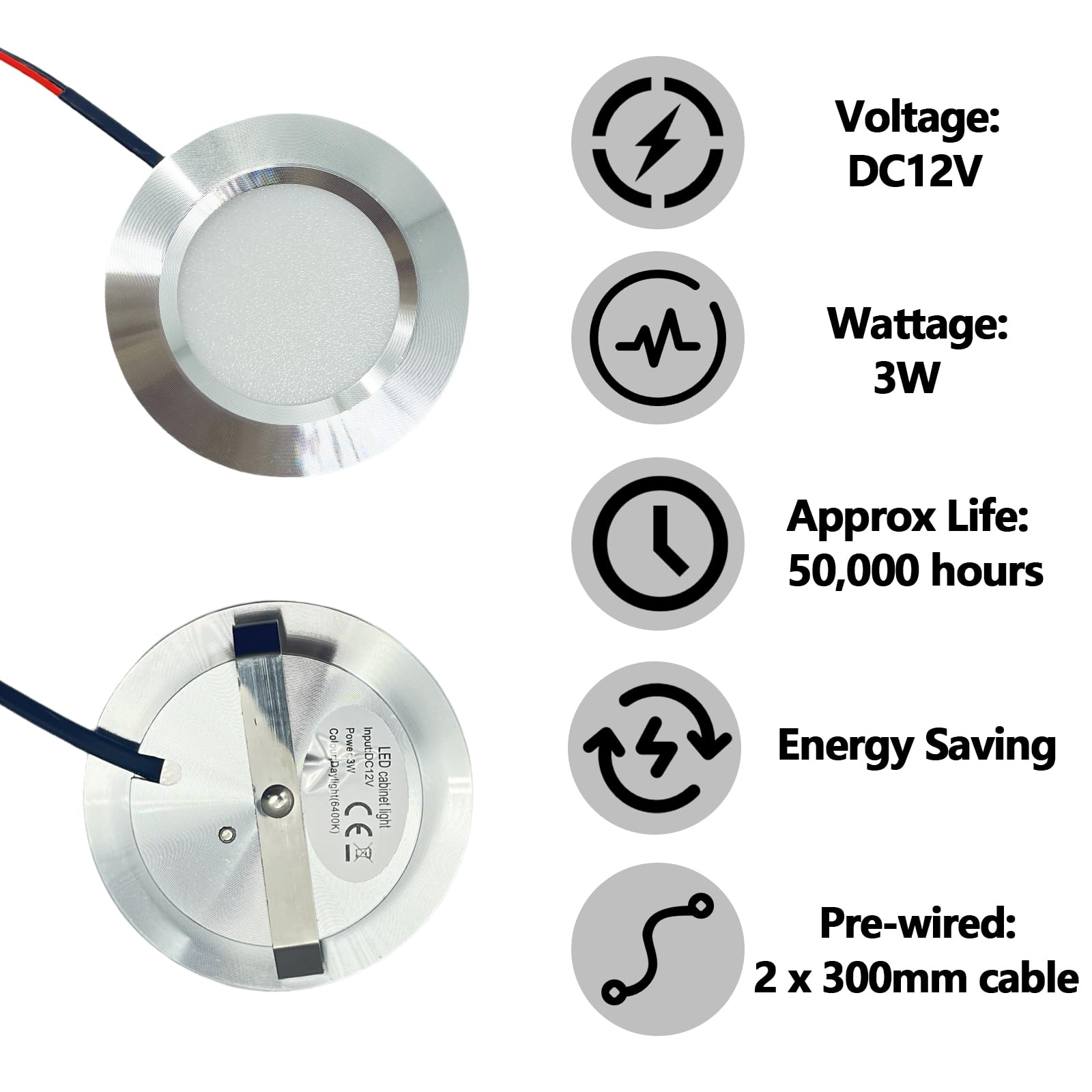 12V Campervan Encastré LED Mont Plafond Lumières Dimmable Lumières Tache 3W 6000K Lumière Blanche Pour T4 T5 Caravane Bateau Yacht Caravane Cabine Sous CRI 92+ 8 Pièces Argenté