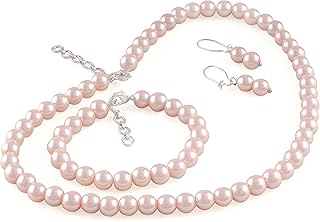 JFL Combo Imitation 6mm Round Pearl Necklace Set Moti Mala Pearl Set With Earrings,Bracelet Handcrafted Jewellery for Less