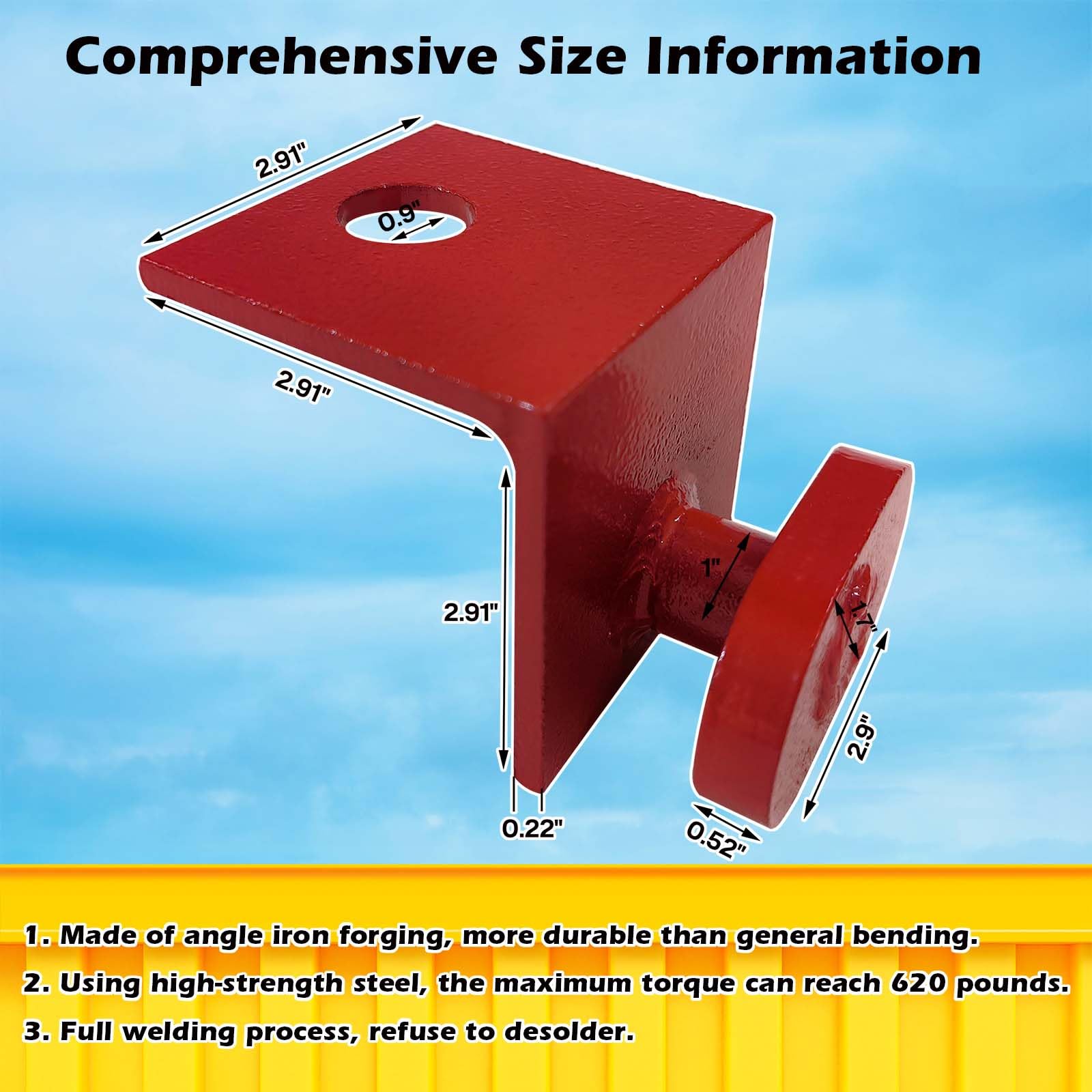 Lot de 4 ancrages pour conteneurs d'expédition avec revêtement en poudre - Attaches en fer à angle lourd - Verrouillage latéral - Accessoires pour l'ancrage au sol rocheux ou au ciment