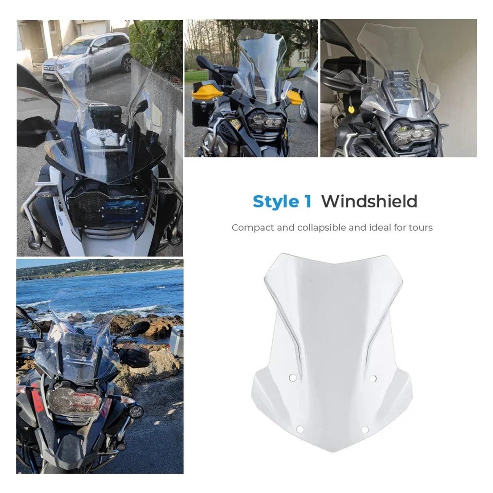 Para-Brise Fumée pour BMW pour R1250GS R 1250 GS 1250GS pour ADV pour Adventure 2018 2019 2020-2023 Protecteur De Pare-Brise Bulle Moto(Style1 Black)