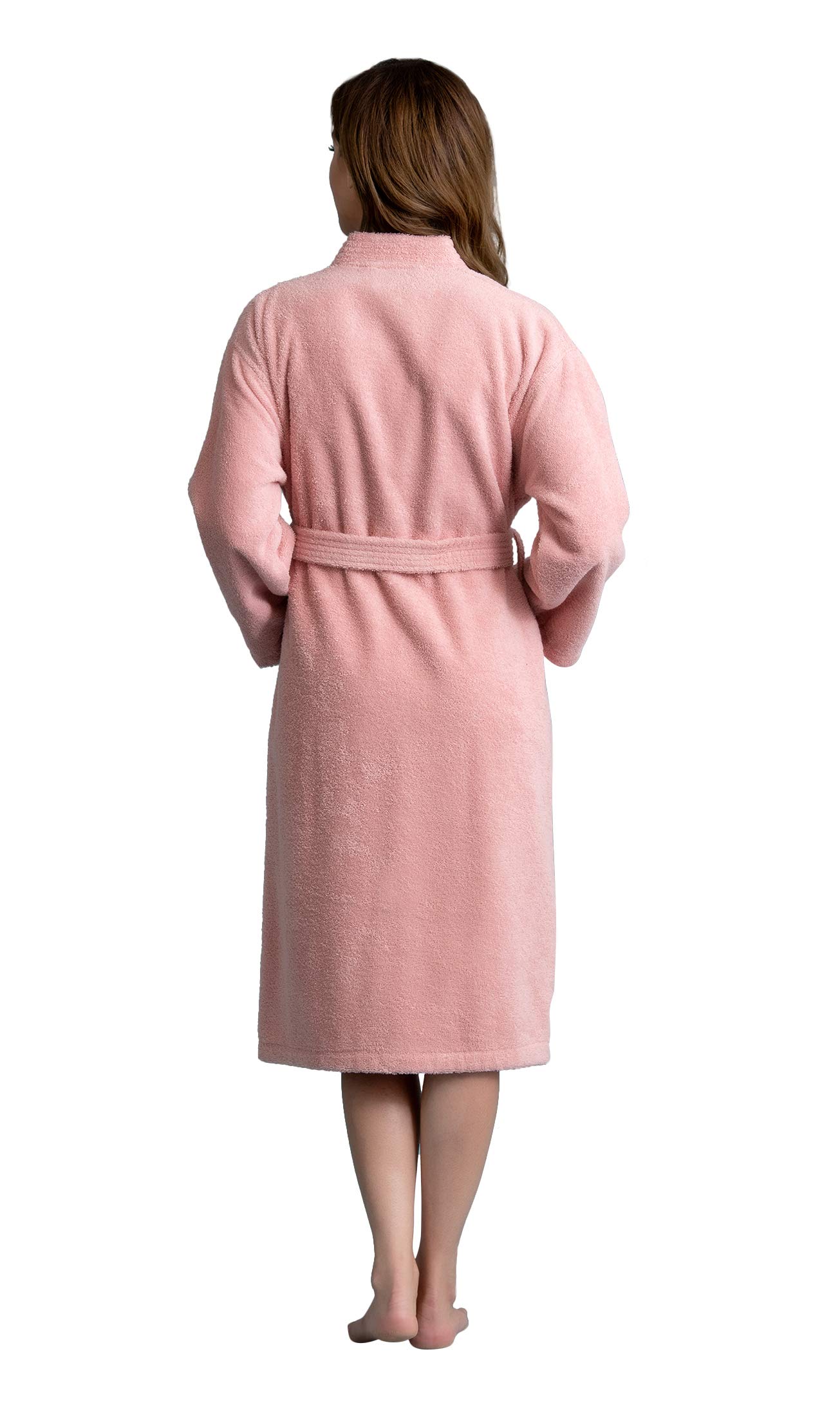 Accappatoio da donna in morbido lino, in tessuto di spugna, kimono, spesso 100% cotone turco - Rosa - XX-Large