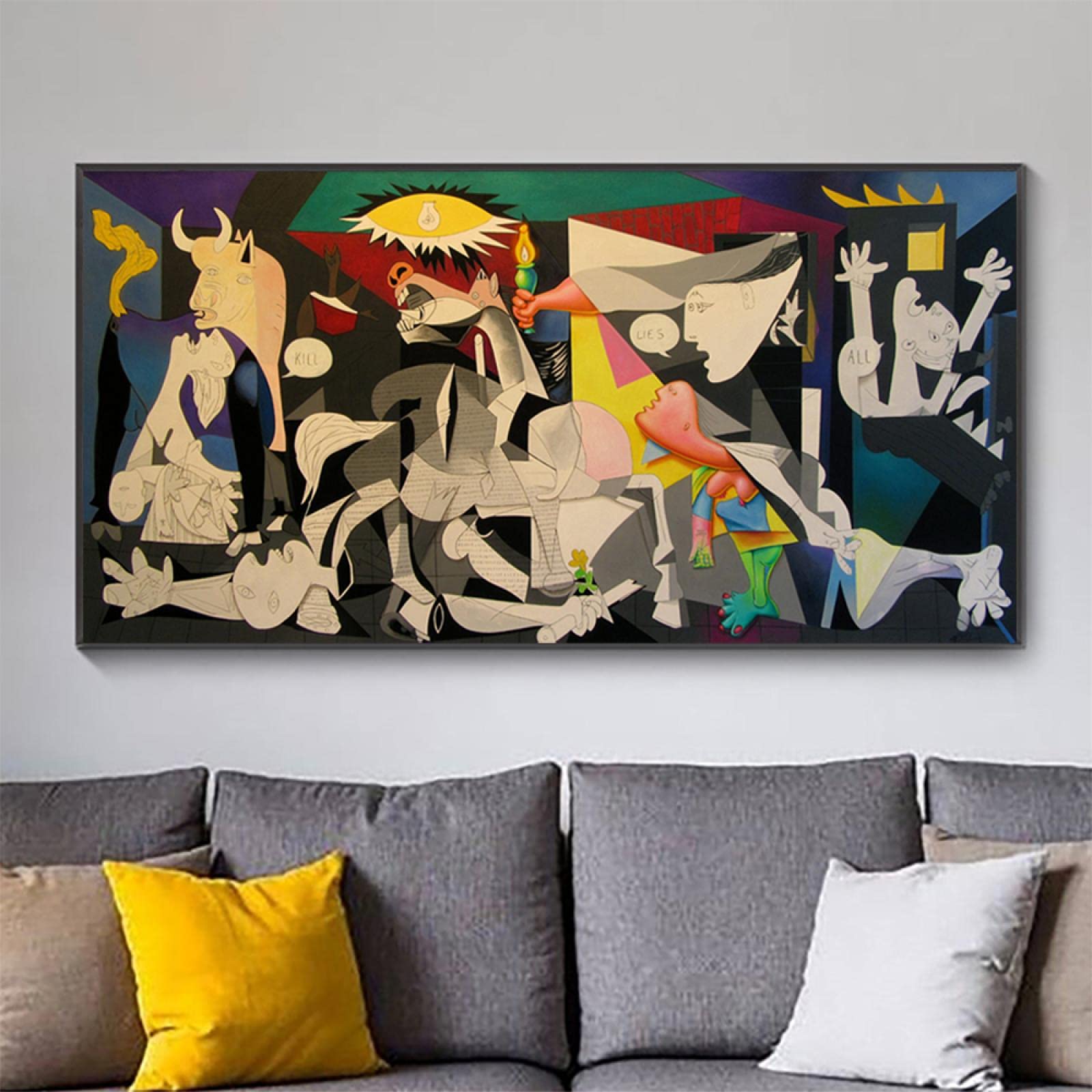 Llnn With Frame Guernica, World's Most Famous Paintings Series, Bedroom Pablo Picasso Guernica, Framed Ready To Hang 50X100cm(20X39in)