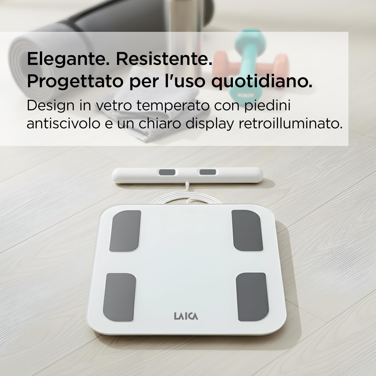 LAICA SMART Bilancia Personale-Traccia 30 Parametri Corporei-8 Elettrodi-Composizione Corporea Completa-BMI, Massa Muscolare e Altro-Sincronizzazione Con l'app Fitdays+-Supporto Multiutente-180kg