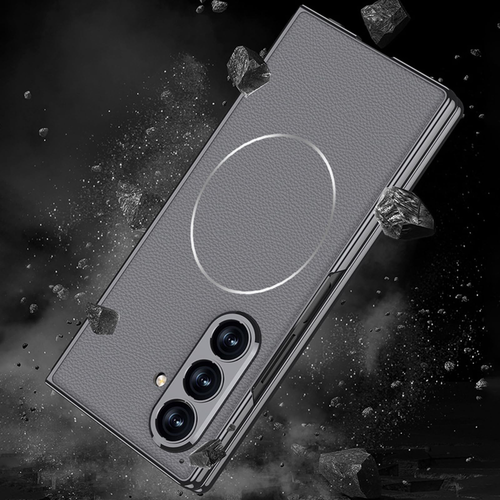 Cover Magnetica Per Samsung Galaxy Z Fold 8 Ultra Pelle Carbonio Lente | Cover in pelle fibra di carbonio galvanica con magneti. Protezione completa schermo e lenti per uso quotidiano