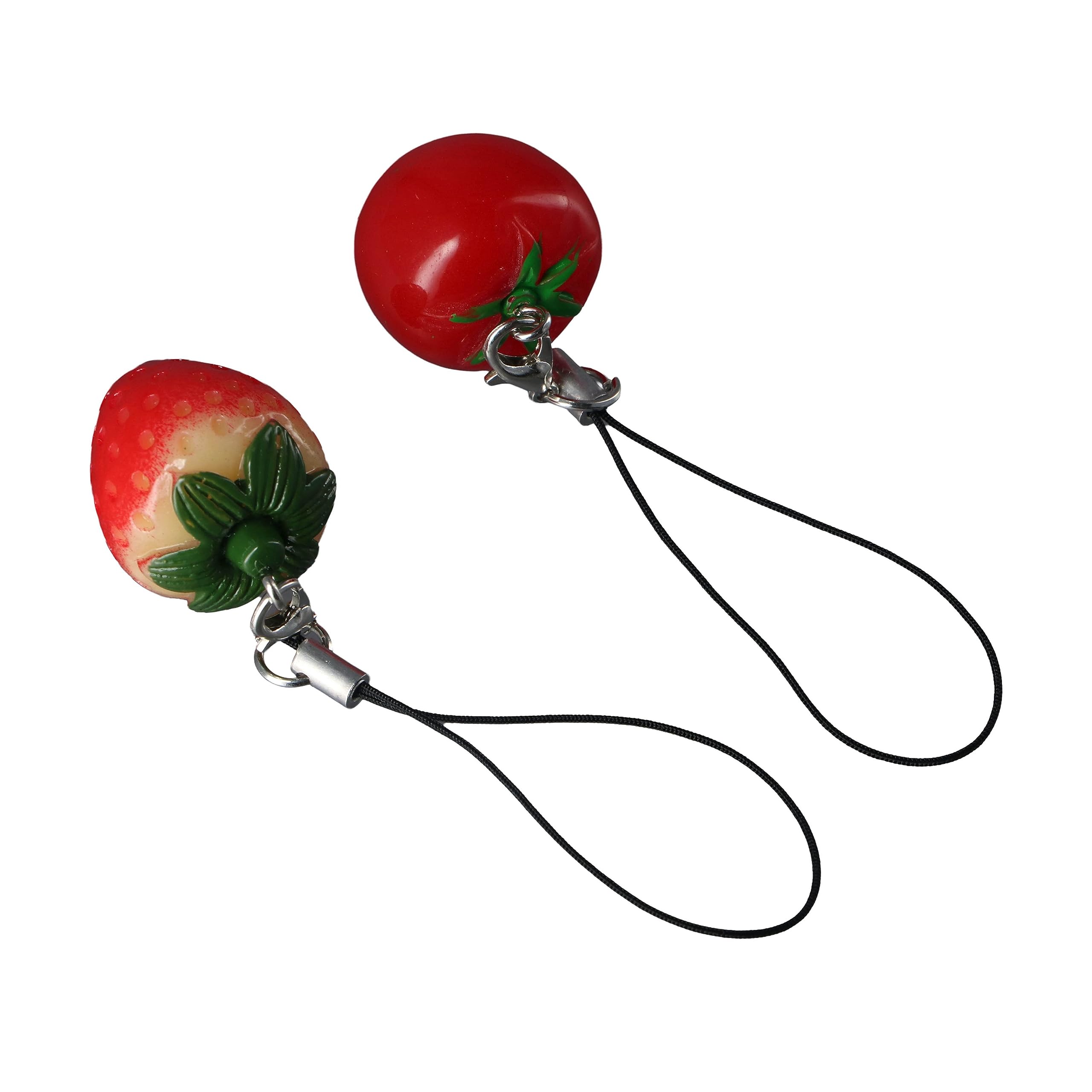 Leadigol Cellphone Strap Pendant Strawberry Tomato Phone Cords Phone Hanging Charm Keychains Decor Fruit Cute Key Phone Pendant Bag Ornament Phone Decoration Gift
