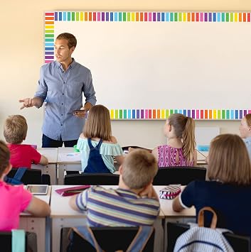 Teacher Created Resources Colorful Stripes Straight Rolled Border Trim - 50ft - Decorate Bulletin Boards, Walls, Desks, Windows, Doors, Lockers, Schools, Classrooms, Homeschool & Offices