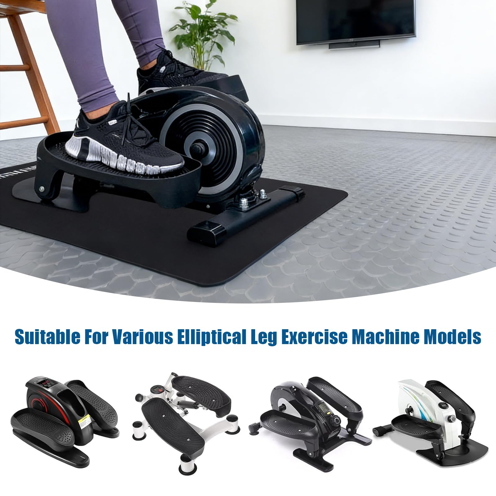 60 x 40cm Upgraded Tappetino Fitness, Tappetino per Palestra Anti-Rumore e Anti-Scivolo con Protezione Pavimento per Home Trainer, Ellittica, Pedaltrainer e Attrezzatura Gym