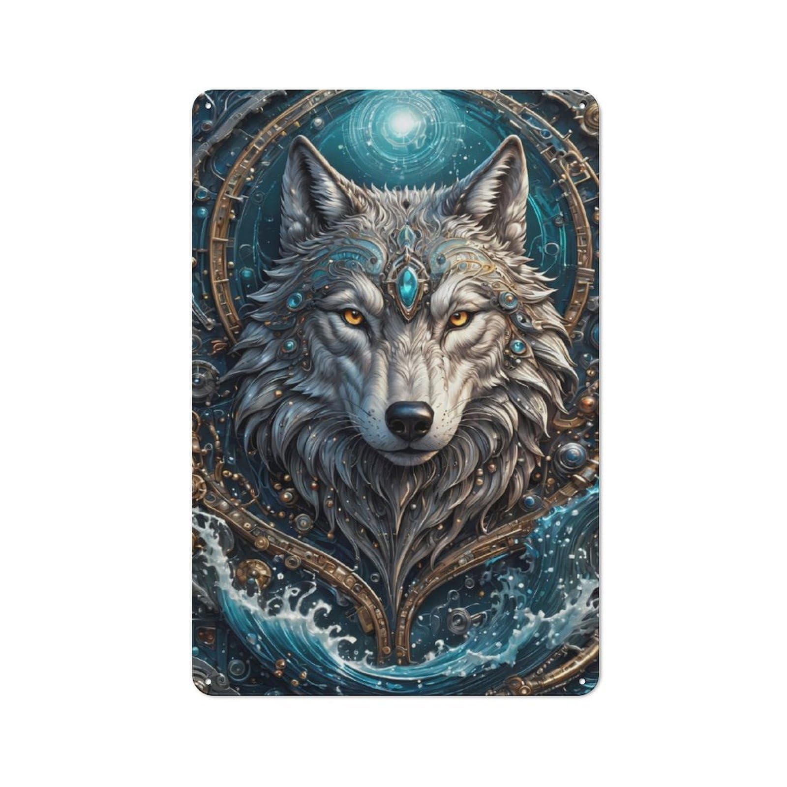 Junmoney Ocean Wolf Steampunk For Man Cave Or Games Room, Retro Metal Plaque 30X20cm, For Metal Sign Collectors, For Garage And Workshop Walls