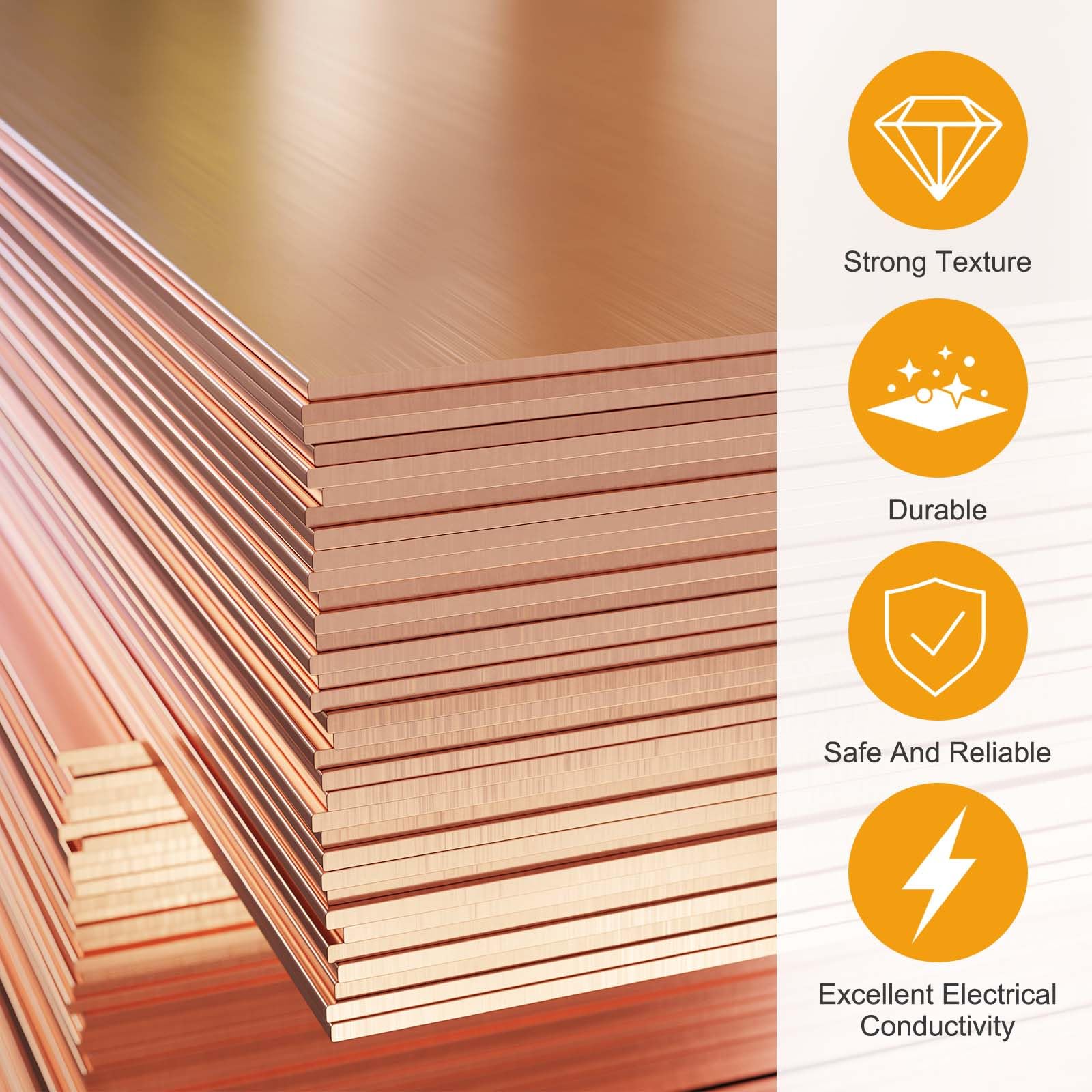 sourcing map Hoja de cobre puro al 99.9%, placas de cobre de metal de 7.87 x 3.94 x 0.06 pulgadas con guantes para manualidades, reparaciones de joyas, industria, circuito de ingeniería eléctrica