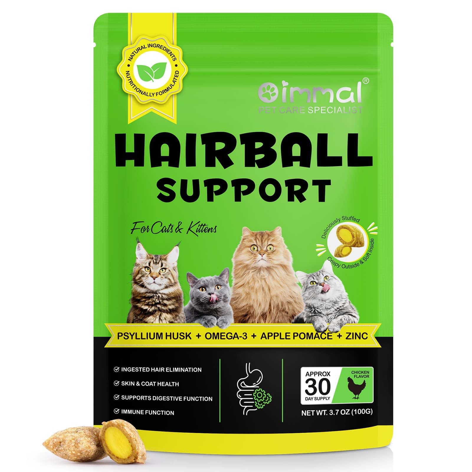 Alivio para gatos y gatitos, apoyo para bolas de pelo, ayuda a prevenir y eliminar las bolas de cabello, elimina el pelo ingerido, salud de la piel y el pelaje, 100 g