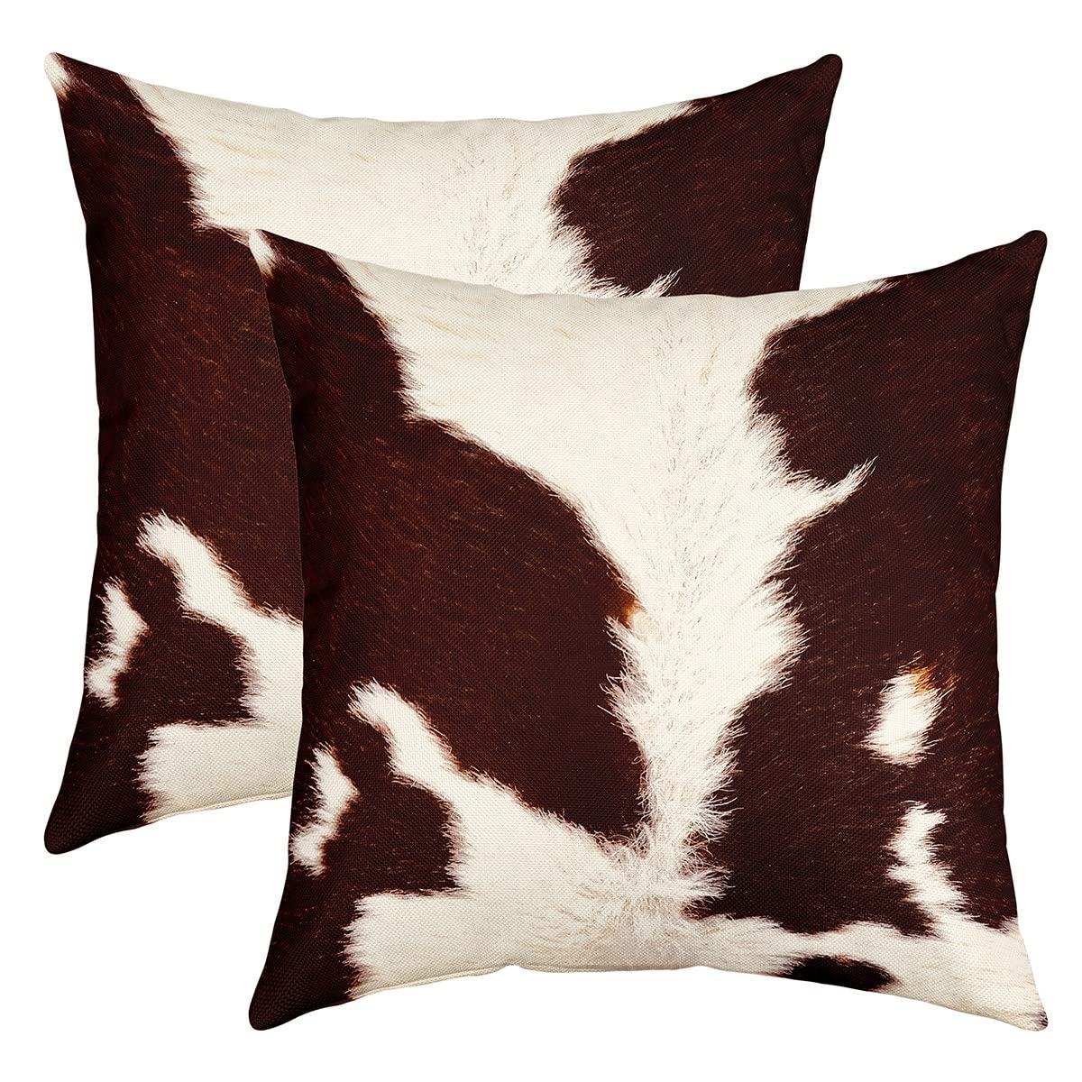 Housse de coussin peau de vache 45x45 lot de 2 pour un foyer chaleureux