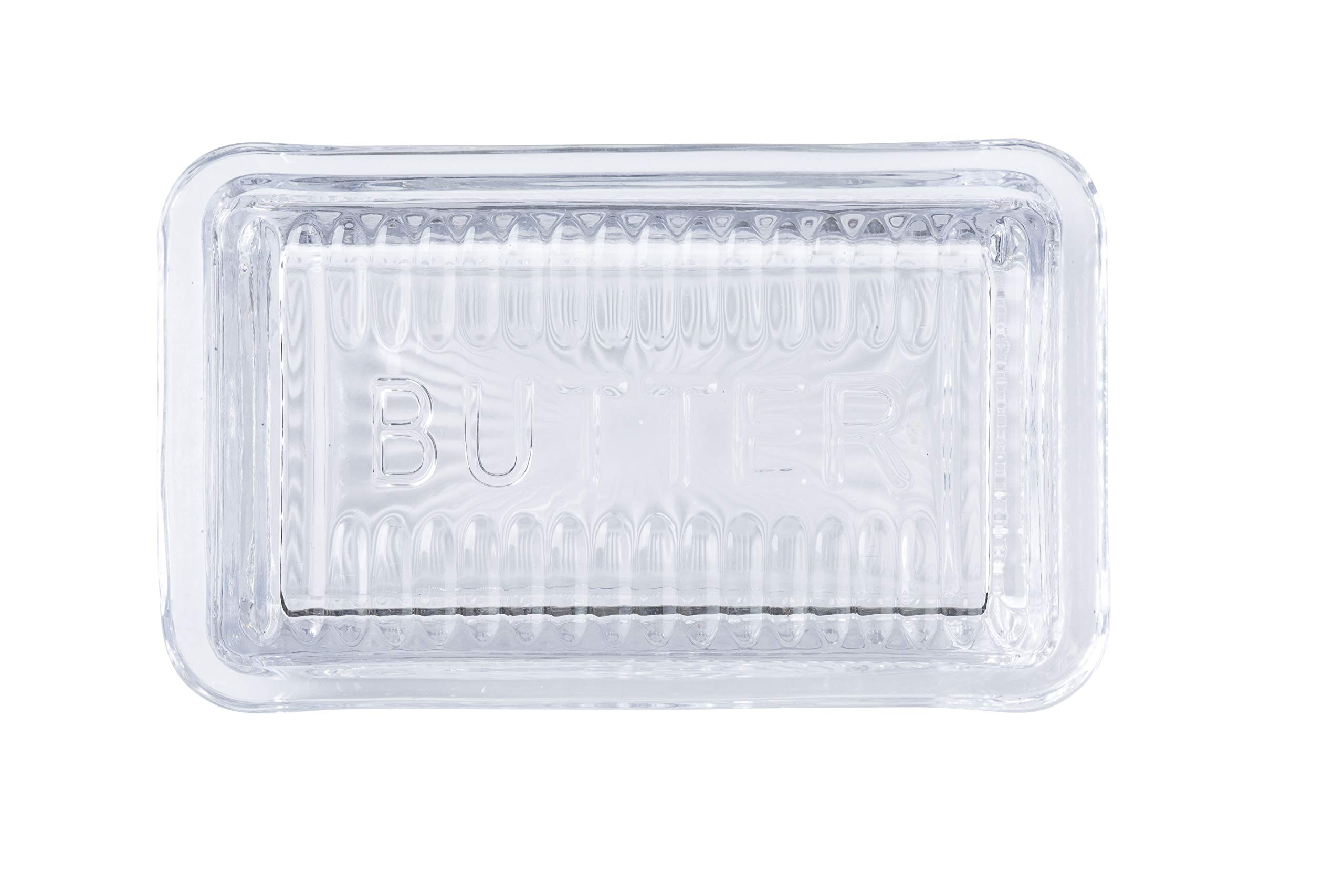 Tablecraft 10395 Plat double en verre transparent avec motif en relief 6,5 x 4 x 3,5 cm
